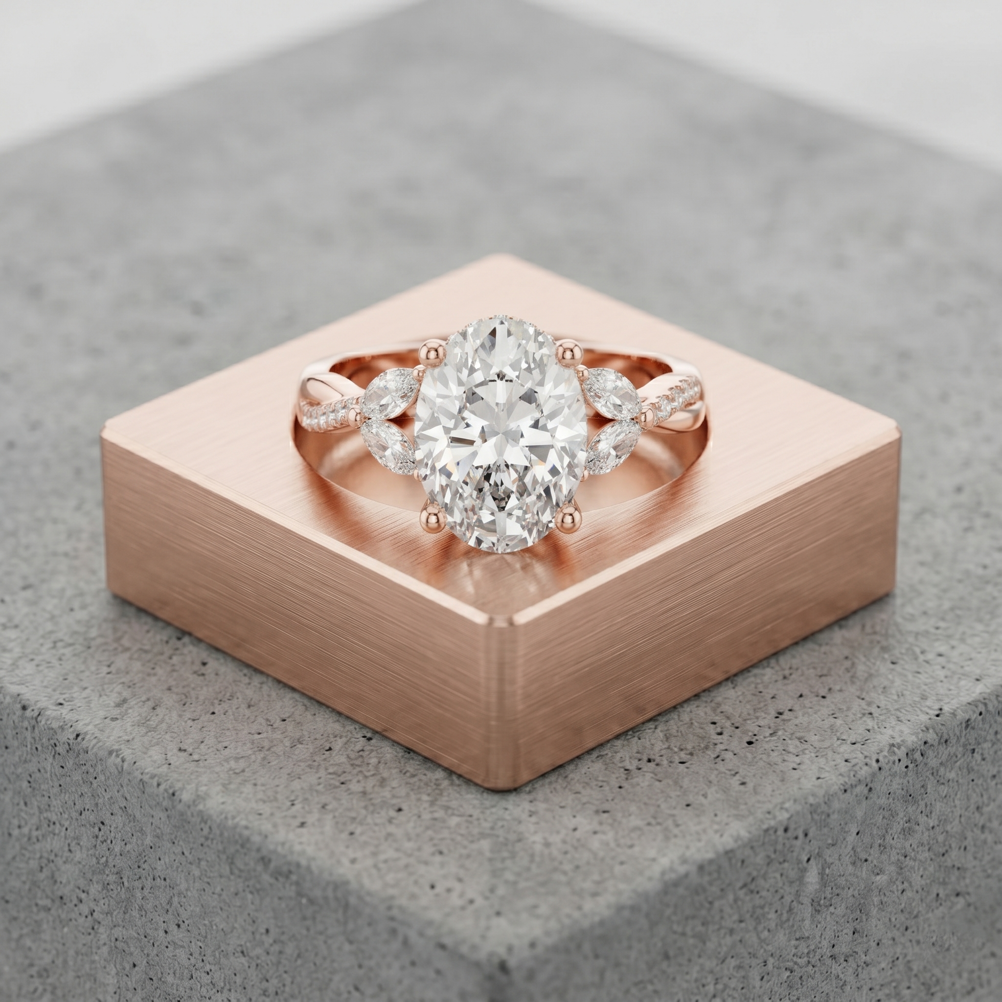 Vintage Oval Cut Moissanite Ring in 925 Sterling Silver, Twisted Pavé Vermeil Antique Style Bridal Unique Gift Floral Cluster Promise Ring