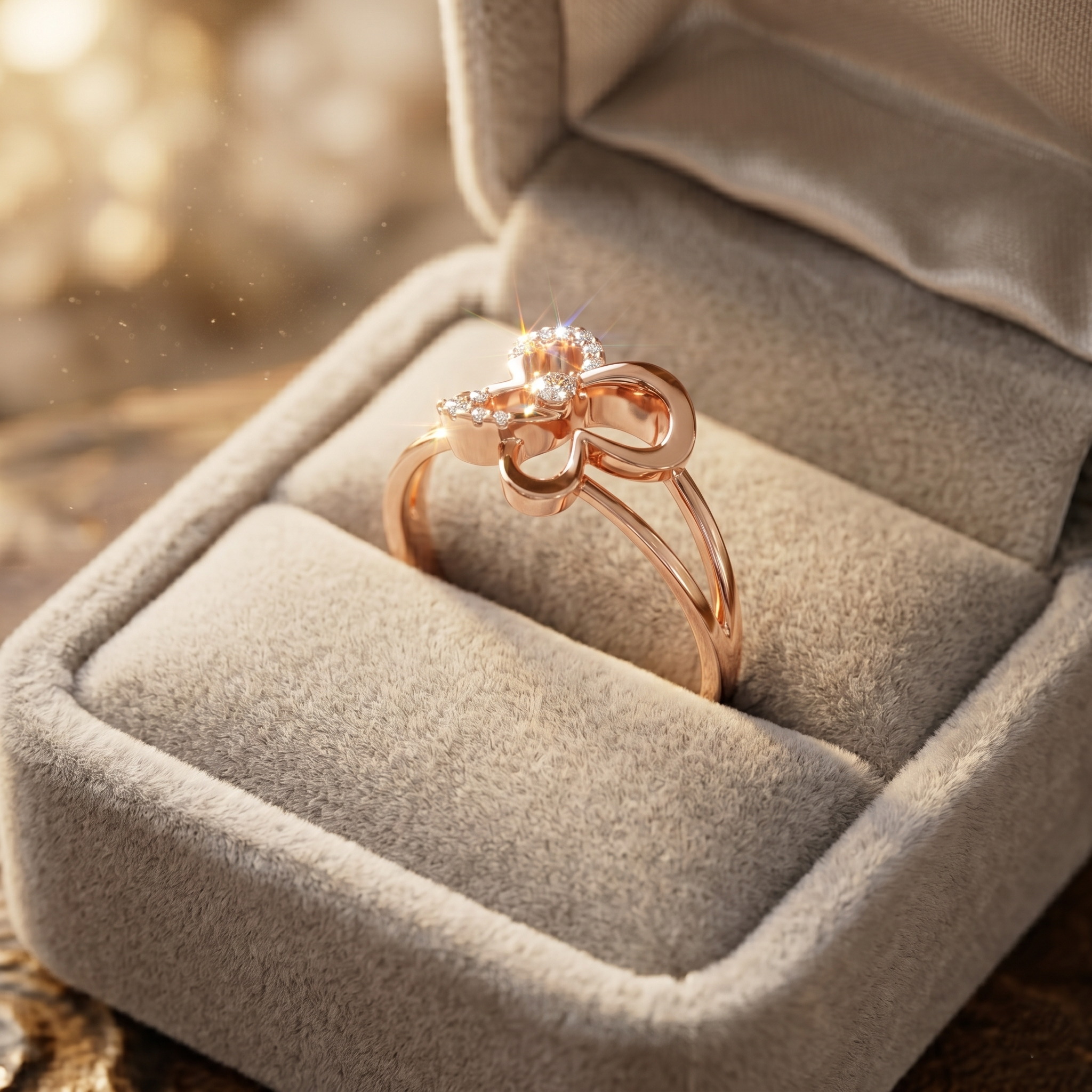 14k Solid Gold Butterfly Ring, Moissanite Nature Inspired Jewelry, Delicate Elegant Promise Minimalist Gift For Her Statement Dainty Ring