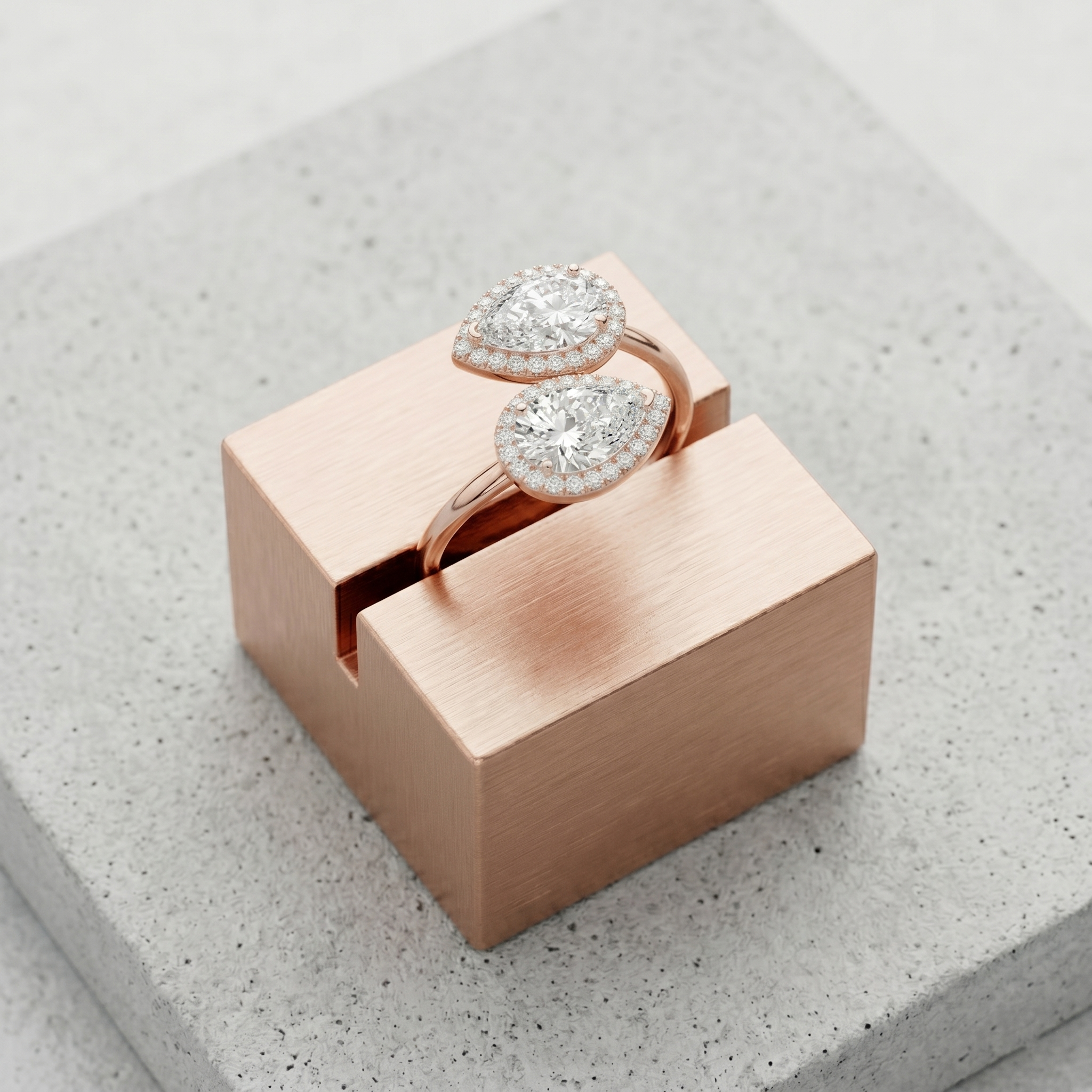 Double Pear Cut Wrap Moissanite Toi et Moi Ring, 925 Sterling Silver, Two Stone Halo Gift For Her, Unique Teardrop Promise Ring For Women