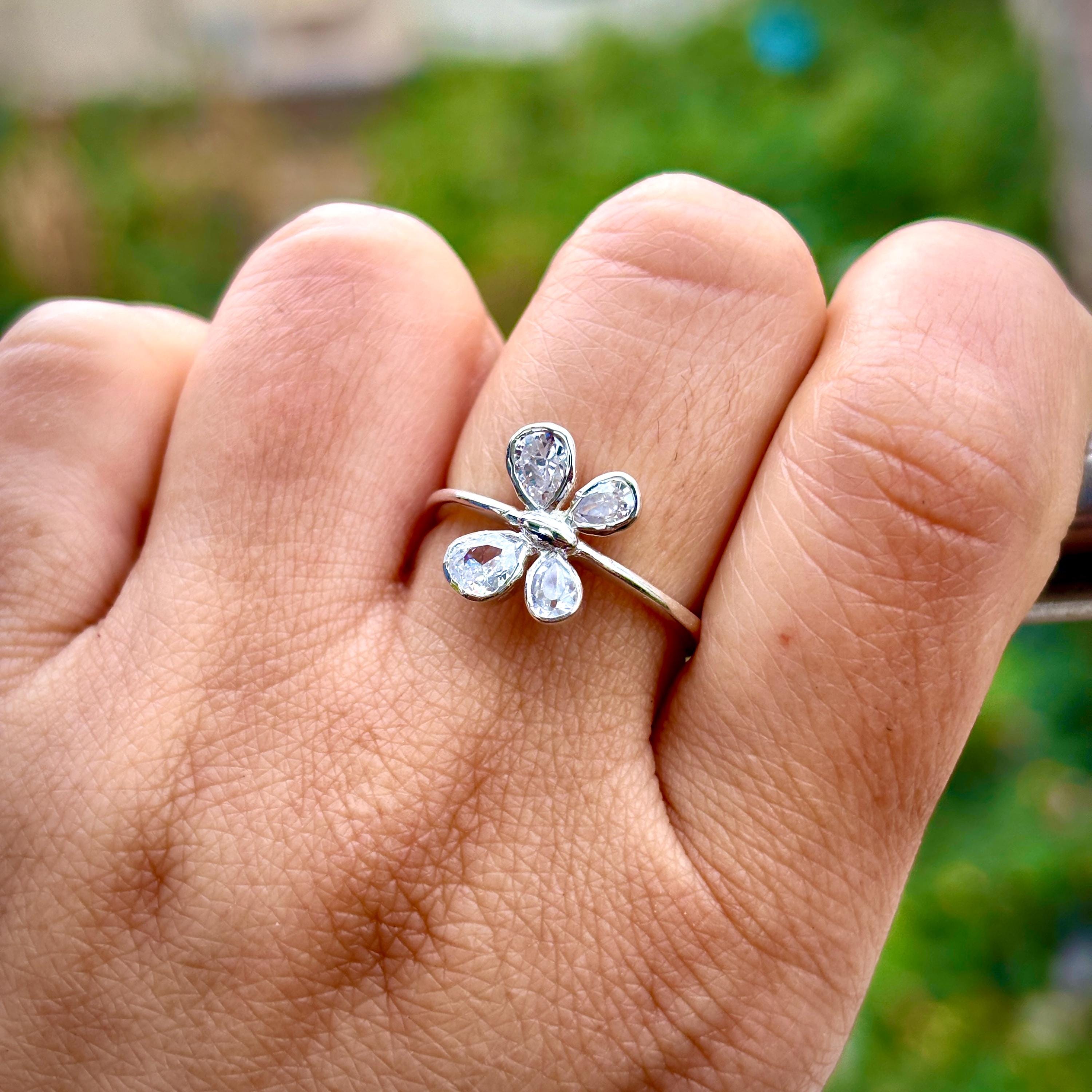 Butterfly Ring For Women 925 Sterling Silver Pear Cut Moissanites Bezel Set Proposal Minimalist Bridal Engagement Wedding Unique Anniversary