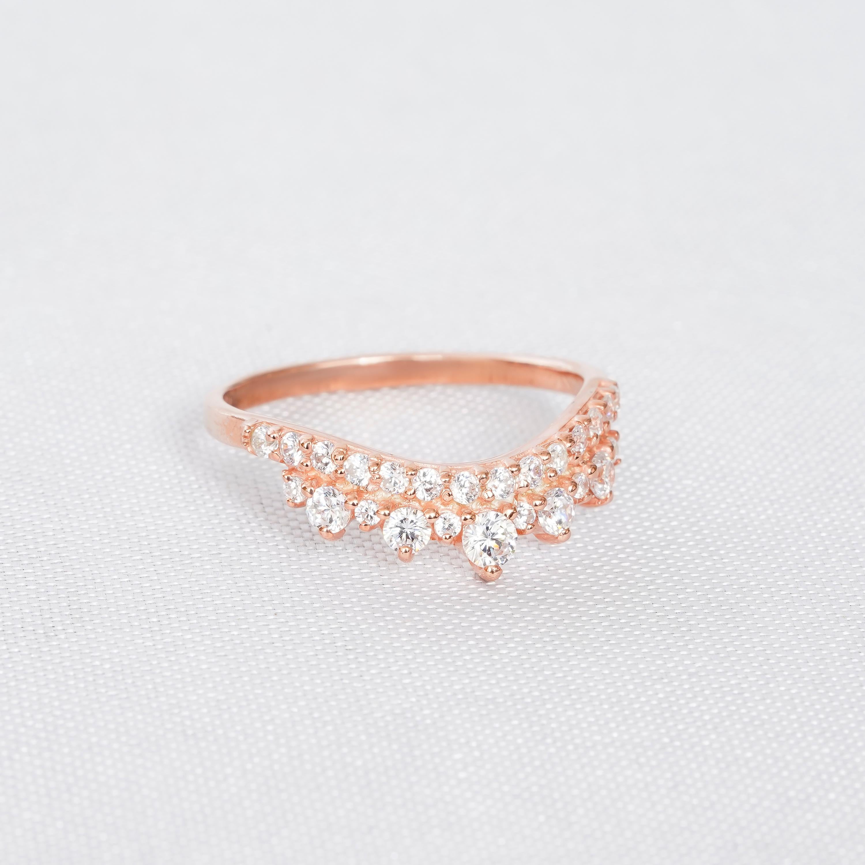 Moissanite Ring Set For Women 925 Sterling Silver Three Stone Engagement Bridal 1.5ct Ring Solitaire Matching Moissanite Curved Wedding Band