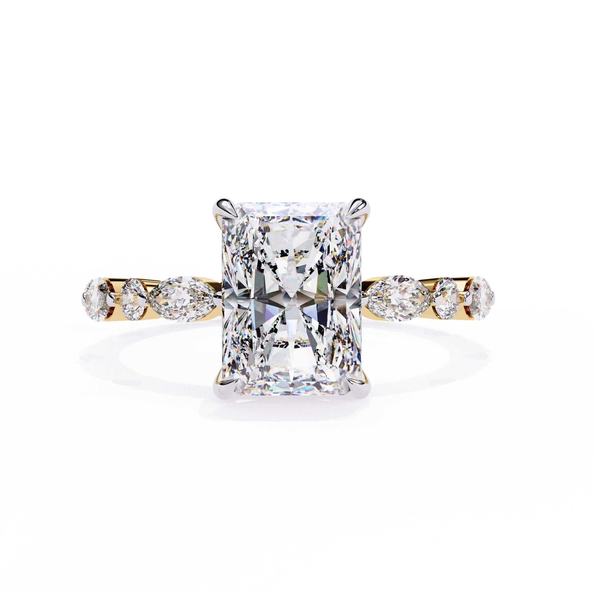 Radiant Cut Moissanite Ring Unique Trendy Eternity Marquise 3ct Square Shape Moissanite Multi Shape Prong Set Engagement Ring For Women