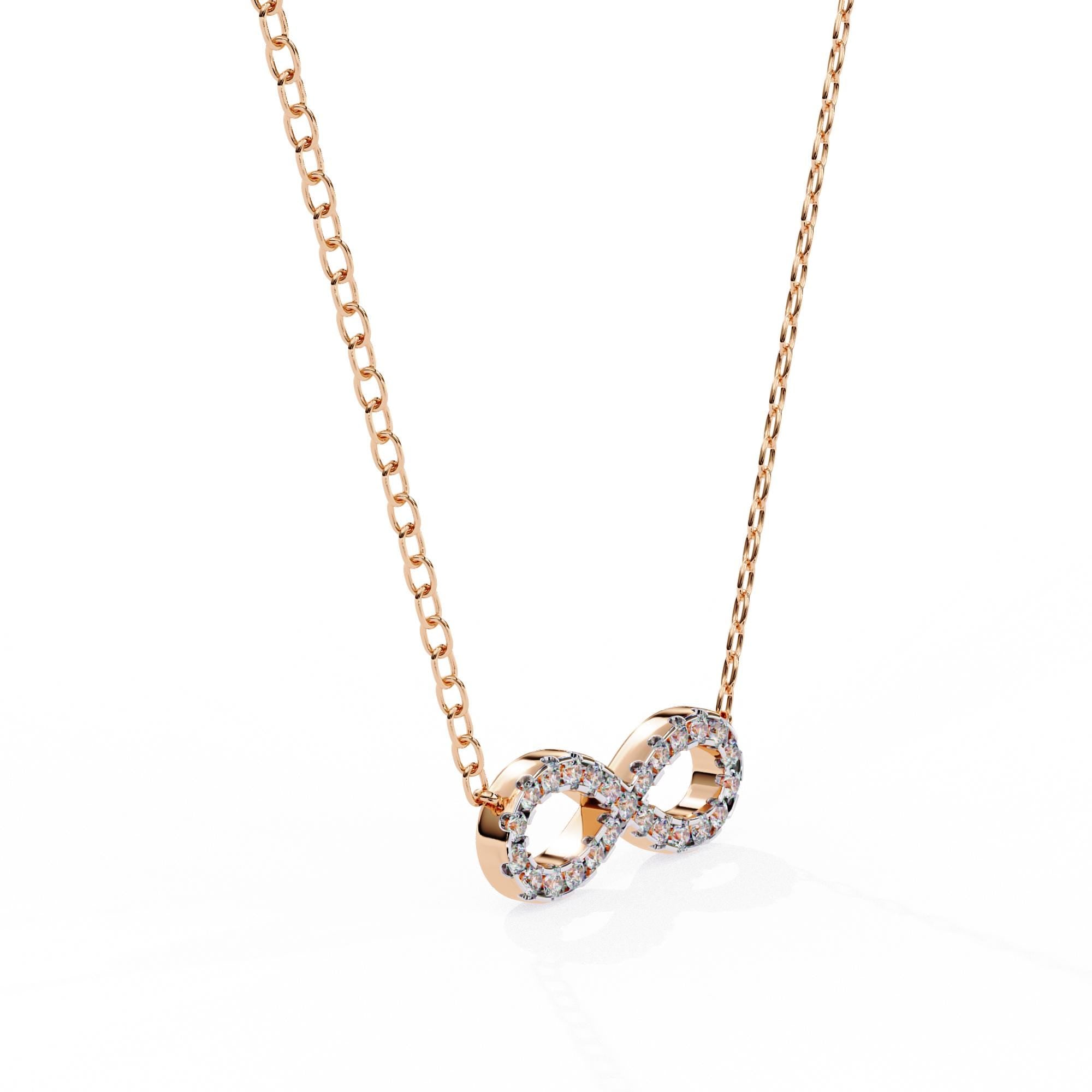 Infinity Shape Pendant Necklace For Women 925 Sterling Silver Pave Set Moissanite 18 inch Link Chain Minimalist Dainty Necklace Gift For Her