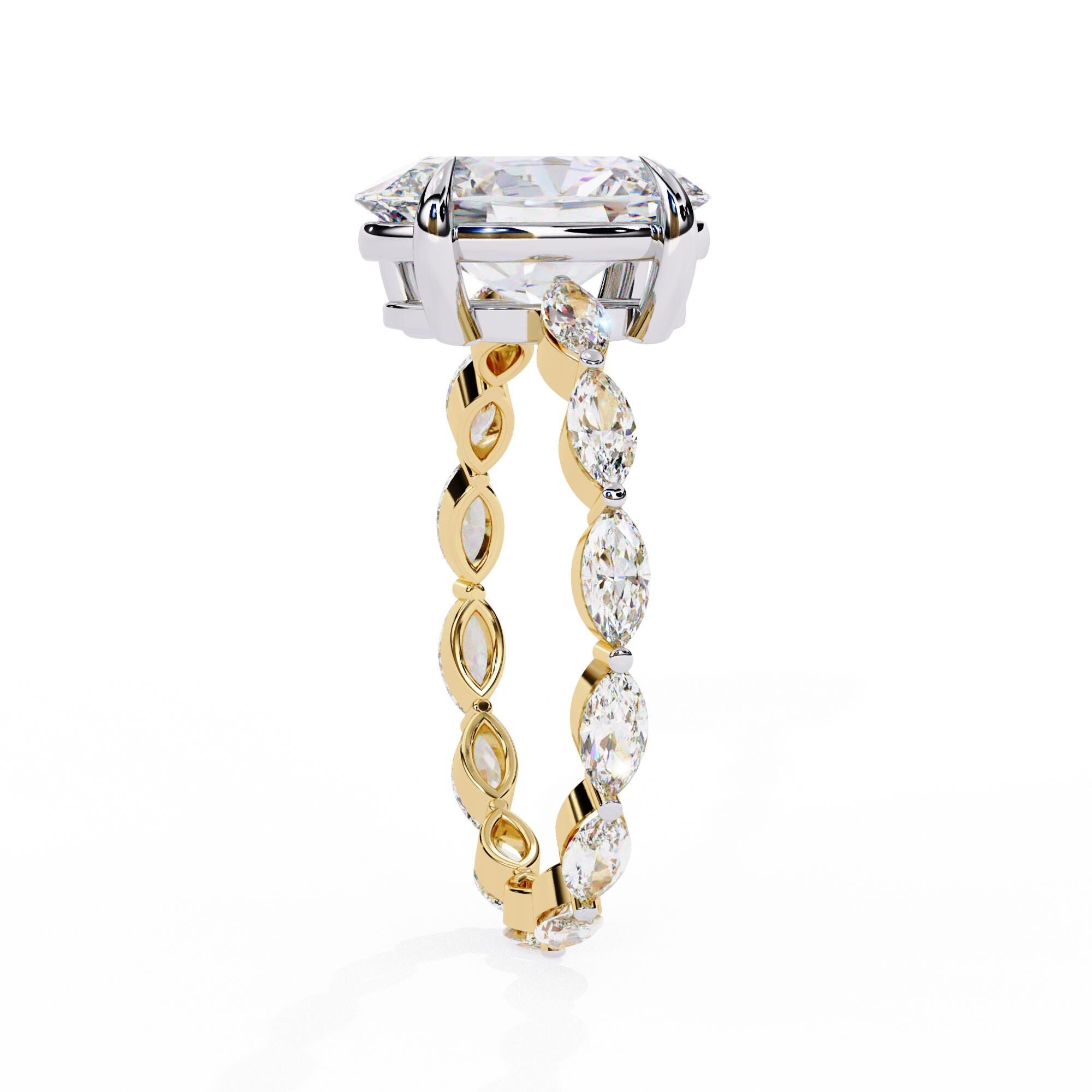 Oval Cut Moissanite Ring Unique Trendy Eternity Marquise 3ct Square Shape Moissanite Multi Shape Prong Set Engagement Ring For Women