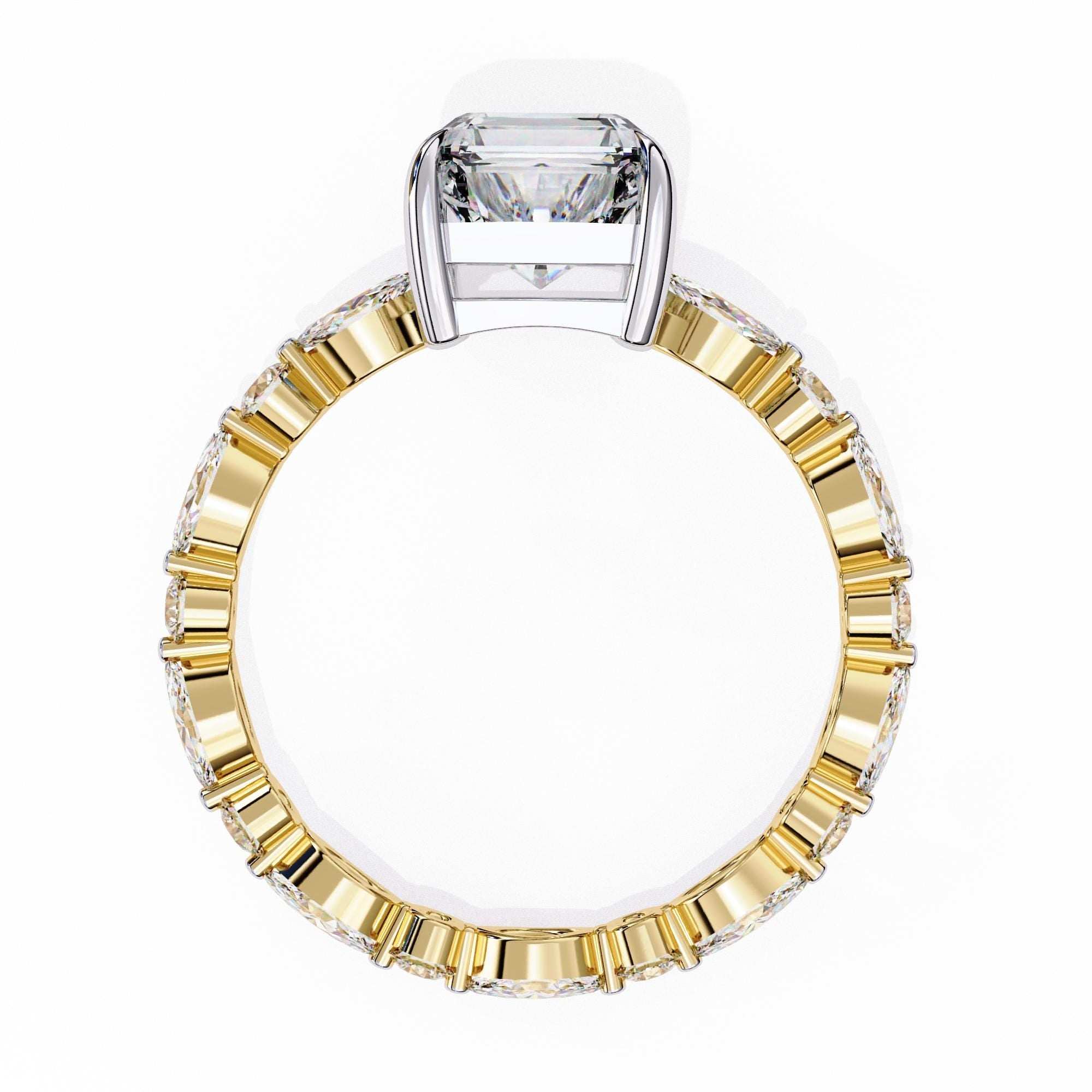 Radiant Cut Moissanite Engagement Ring Hidden Halo Unique Trendy Eternity Marquise Moissanite Multi Shape Cluster Prong Set Ring For Women