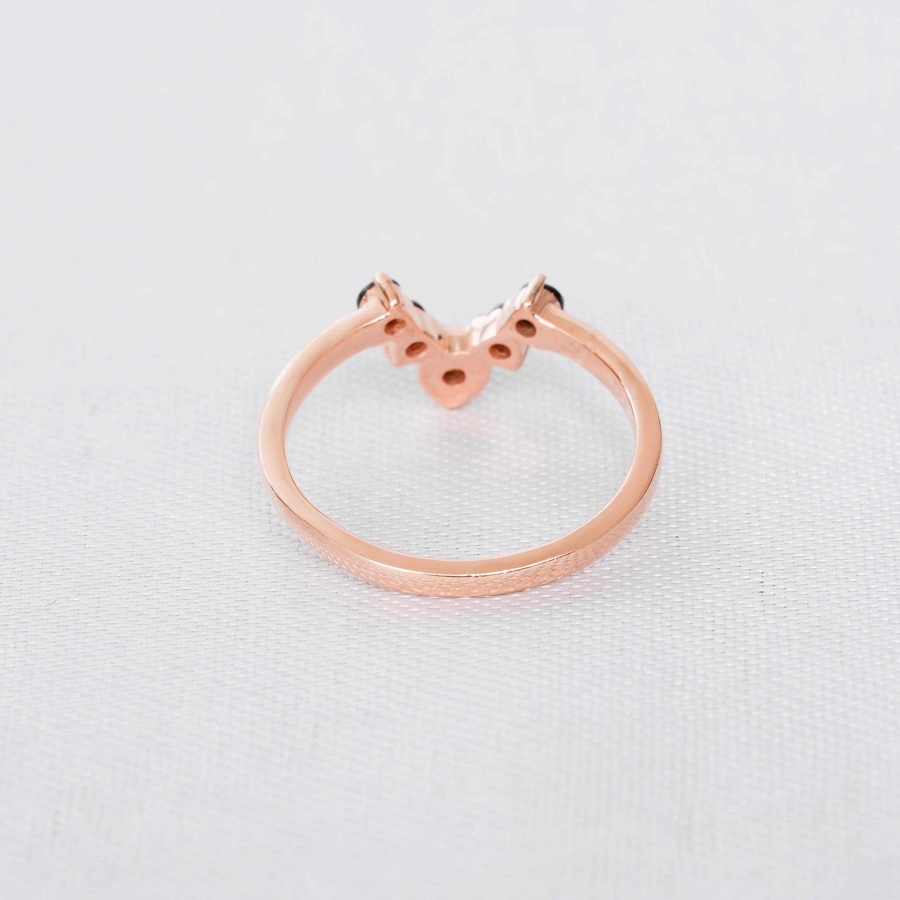 Black Onyx Chevron Wedding Band For Women 925 Sterling Silver Round Cut Black Stackable V Shape Bridal Matching Anniversary Gift Dainty Ring