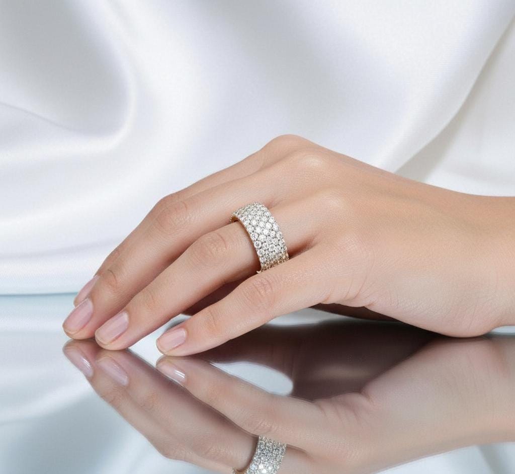 Moissanite Full Eternity Band Micro Pave Set 925 Silver Stacking Multi Row Proposal Anniversary Gift Bridal Matching Wedding Band For Women