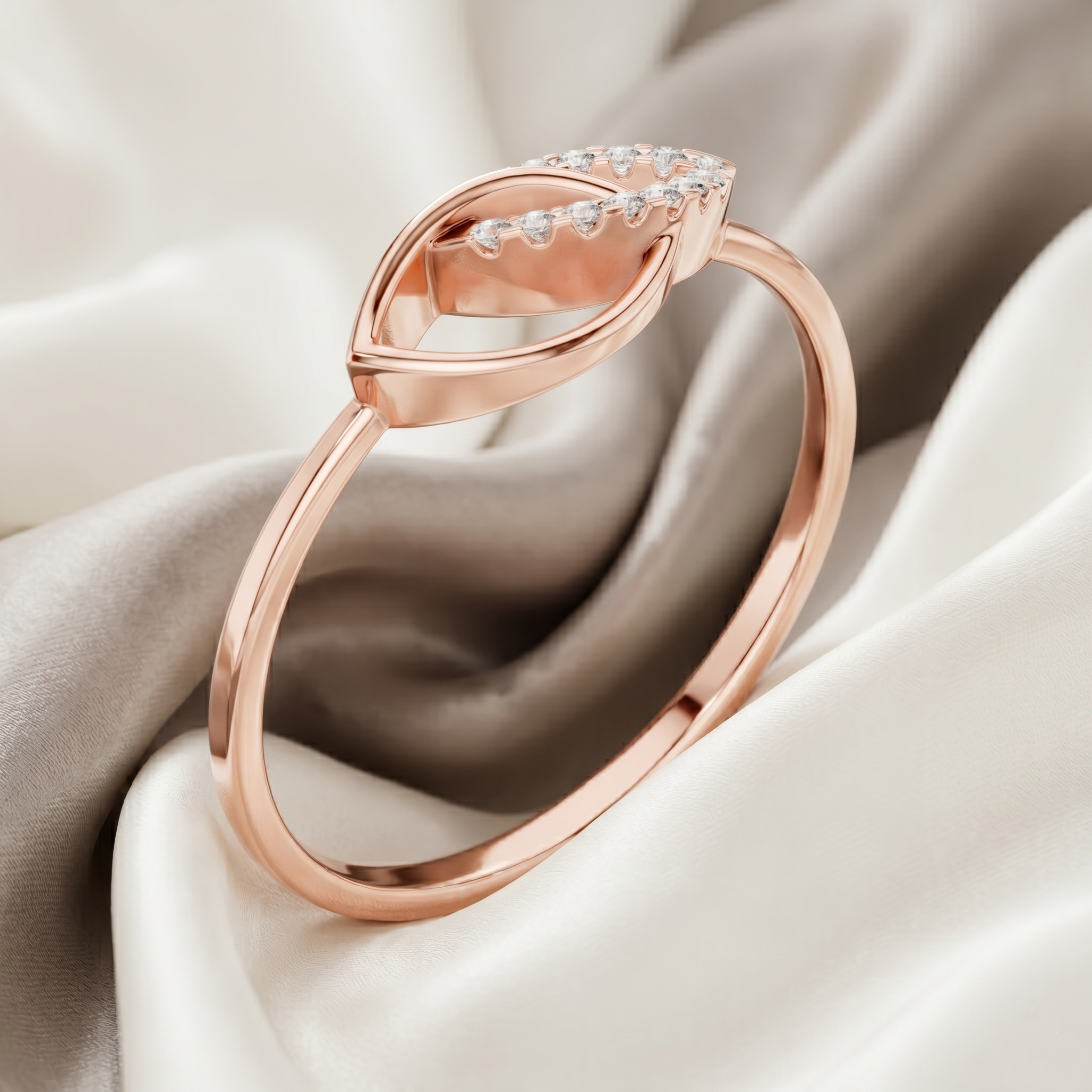 Interlocking Moissanite Ring, 14K Solid Gold Vine Style Nature Inspired Wedding Ring