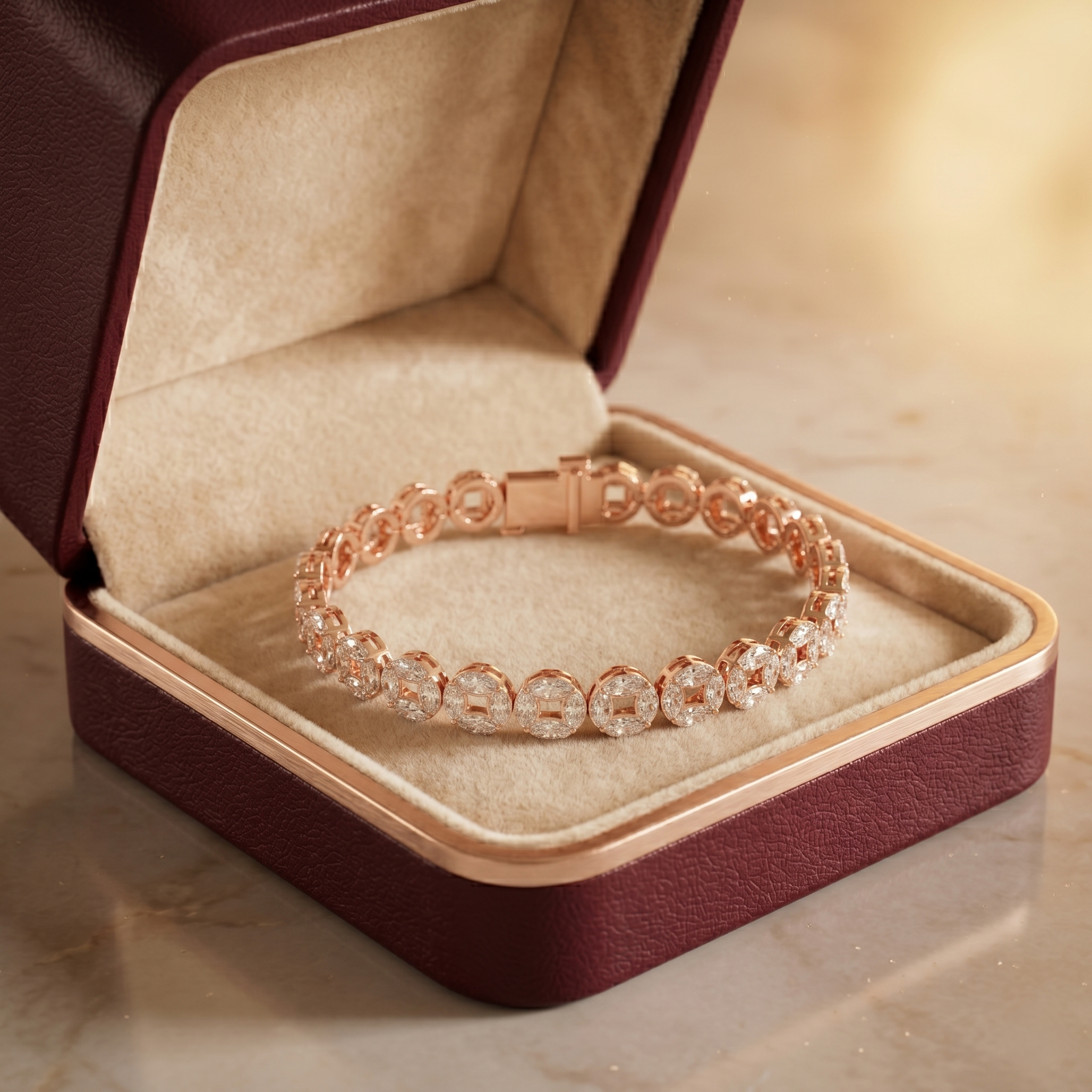 Handmade Moissanite Bracelet for men, 925 Sterling Silver Tennis Marquise Cut Bracelet