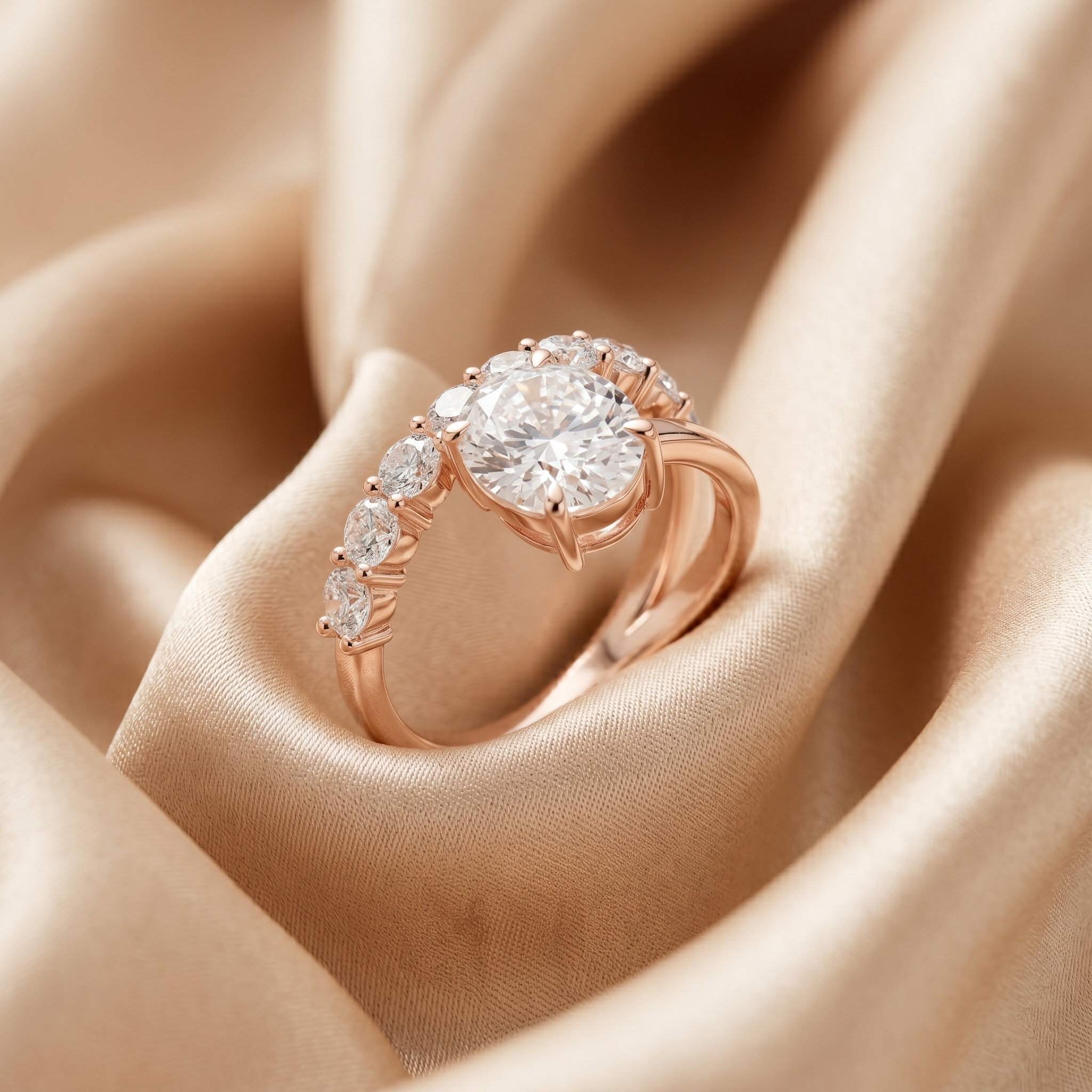 Eternity Moissanite Ring, Oval Cut Sterling Silver Band, Anniversary Promise Ring