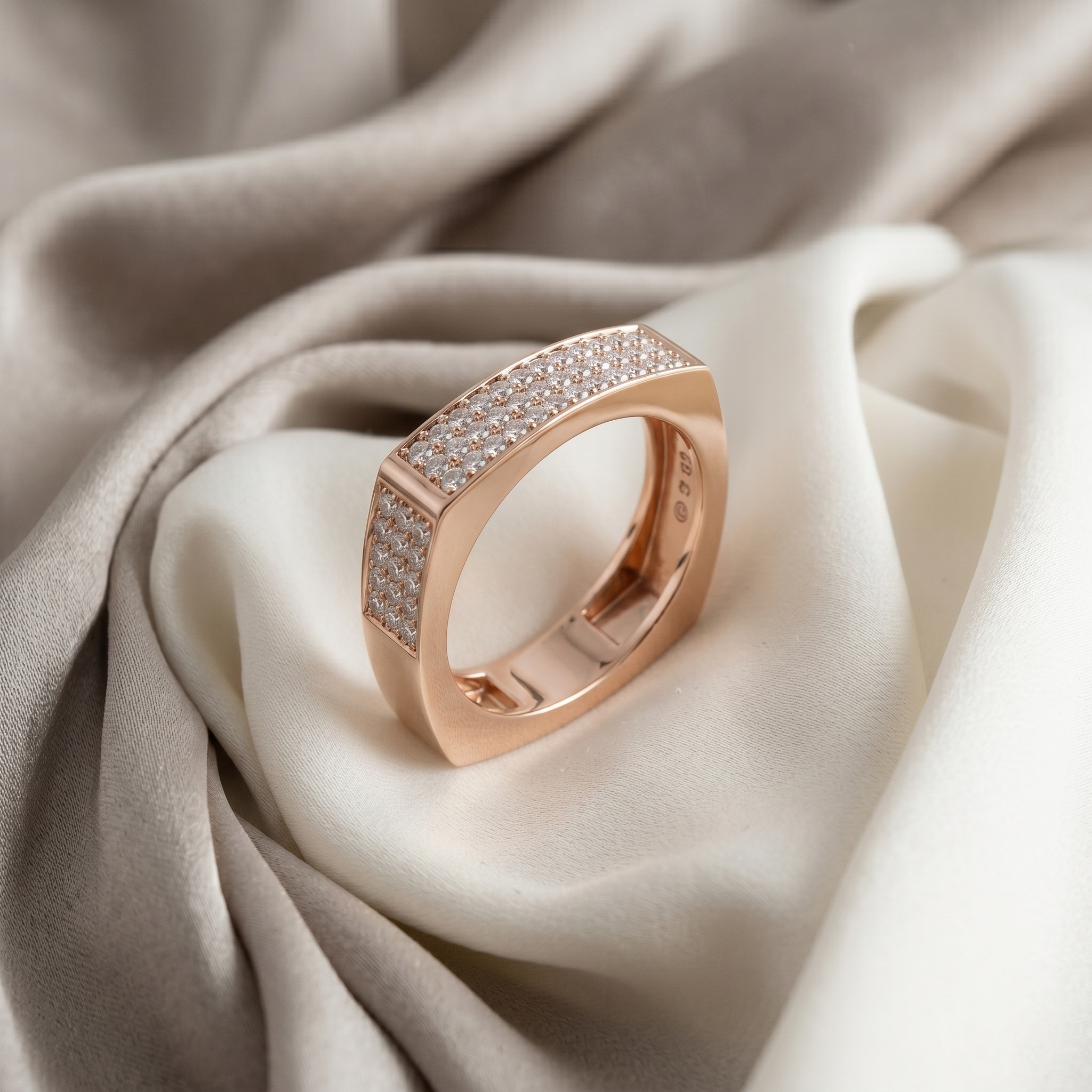Square Moissanite Ring, 925 Sterling Silver, Geometric Statement Band