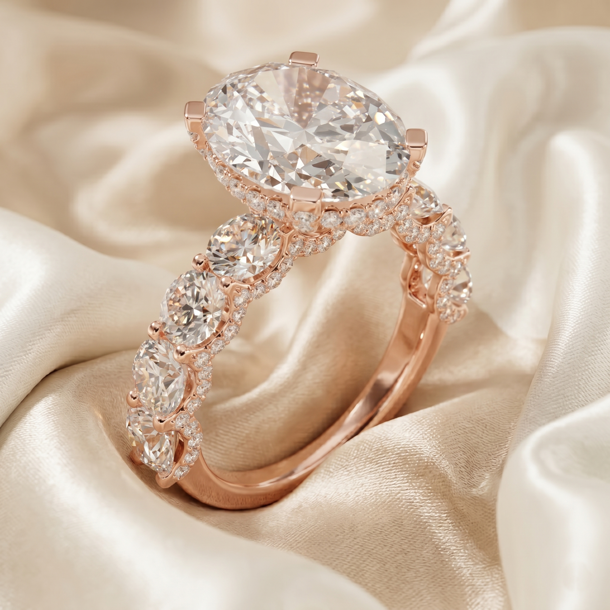 Oval Moissanite Engagement Ring, Sterling Silver Statement, Radiant Promise Ring