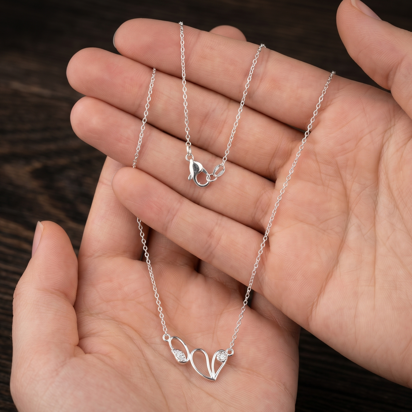 Heart Moissanite Necklace, 925 Sterling Silver, Minimalist Dainty Pendant