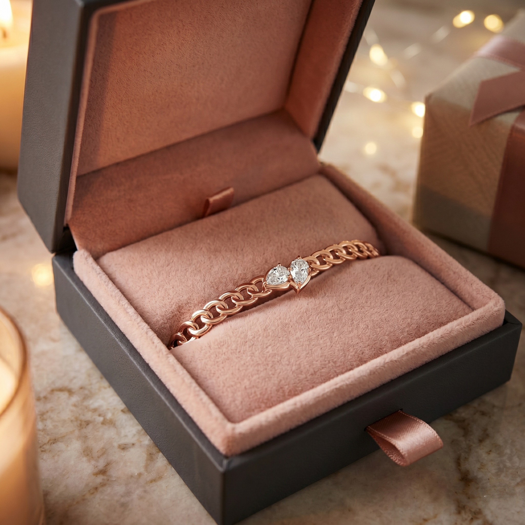 Men's Pear Cut Moissanite Bracelet, 925 Sterling Silver Link Chain, Anniversary Gift