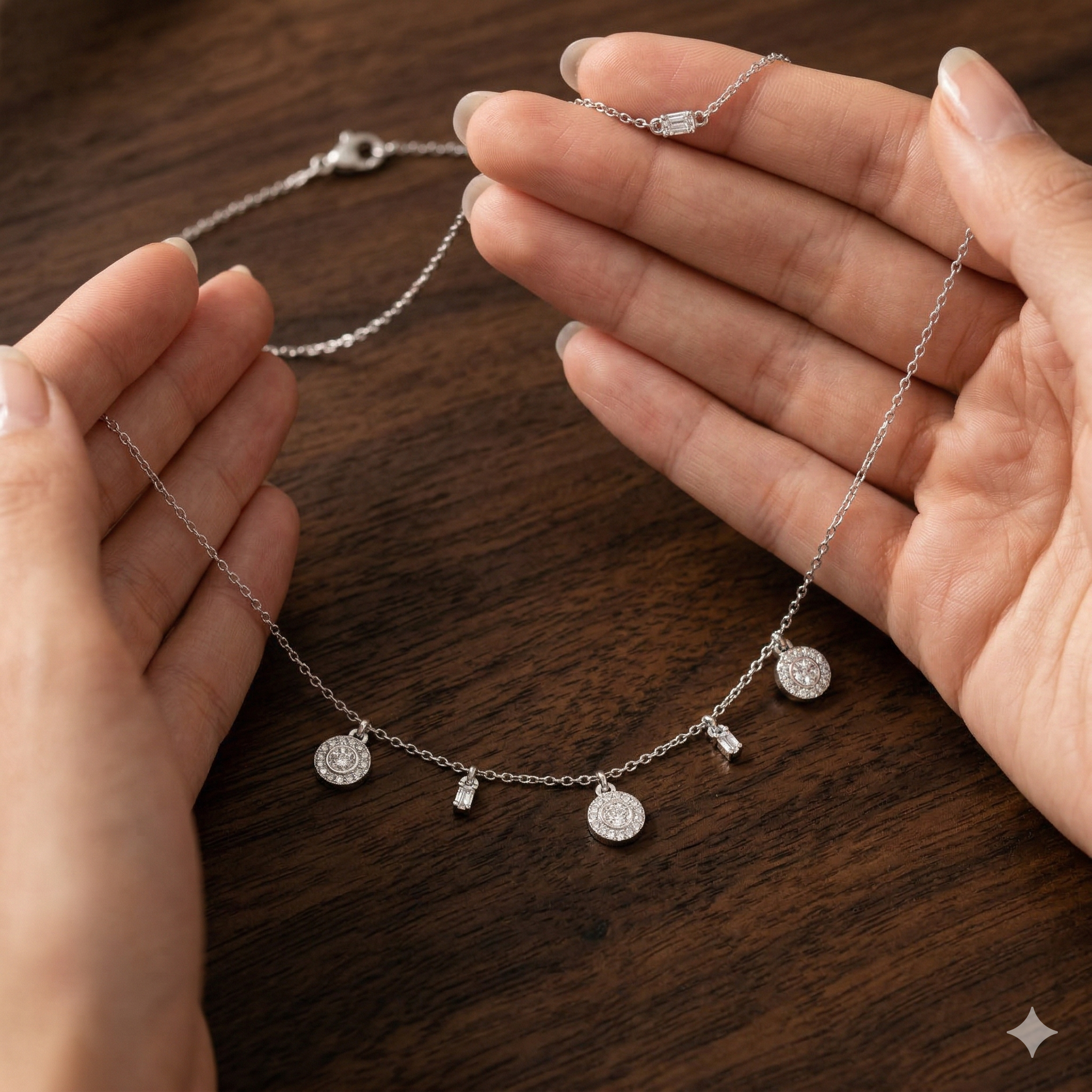 Sterling Silver Moissanite Disc Necklace | Minimalist Layering Jewelry