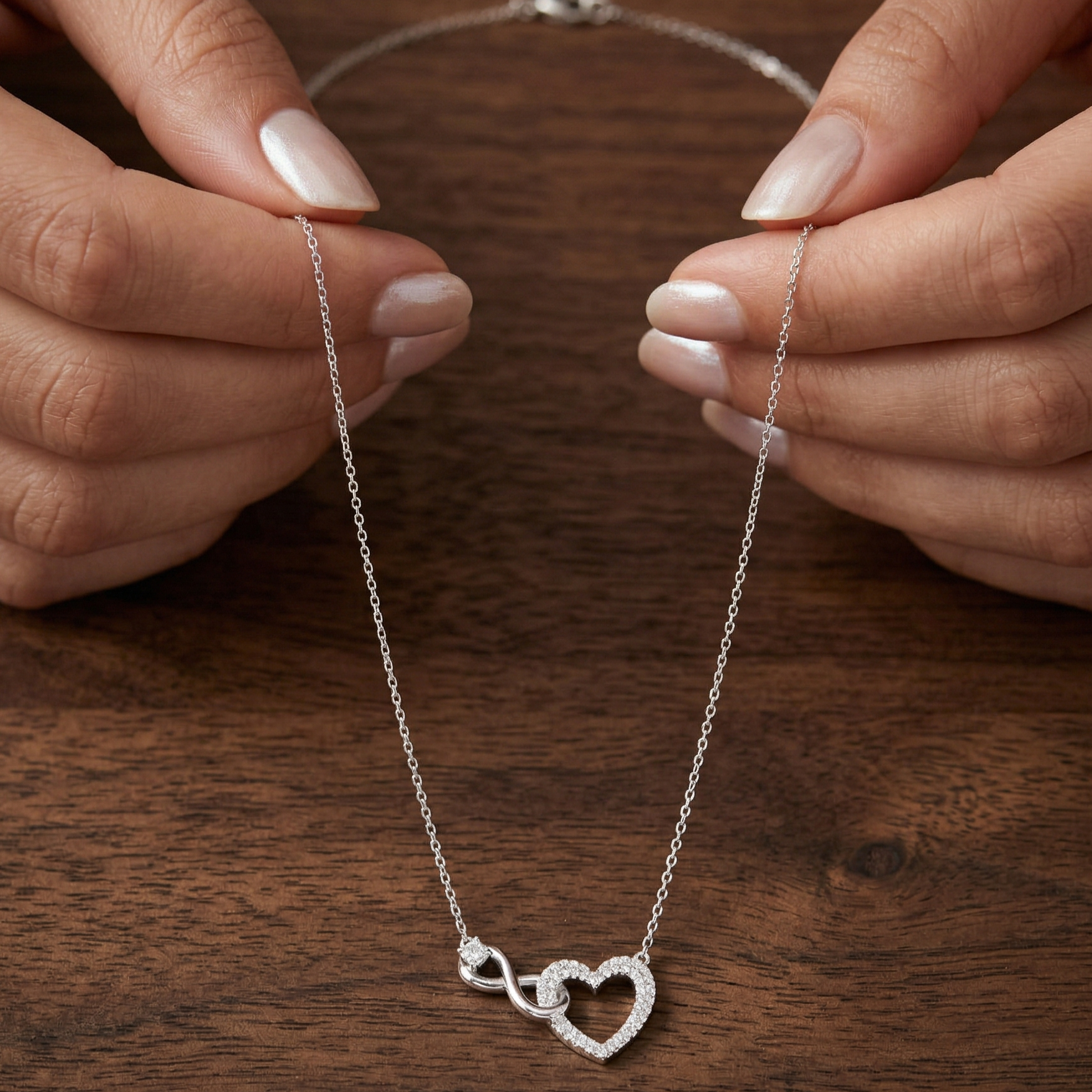 Infinity Heart Moissanite Pendant Necklace, Sterling Silver, Anniversary Gift, Elegant Pendant