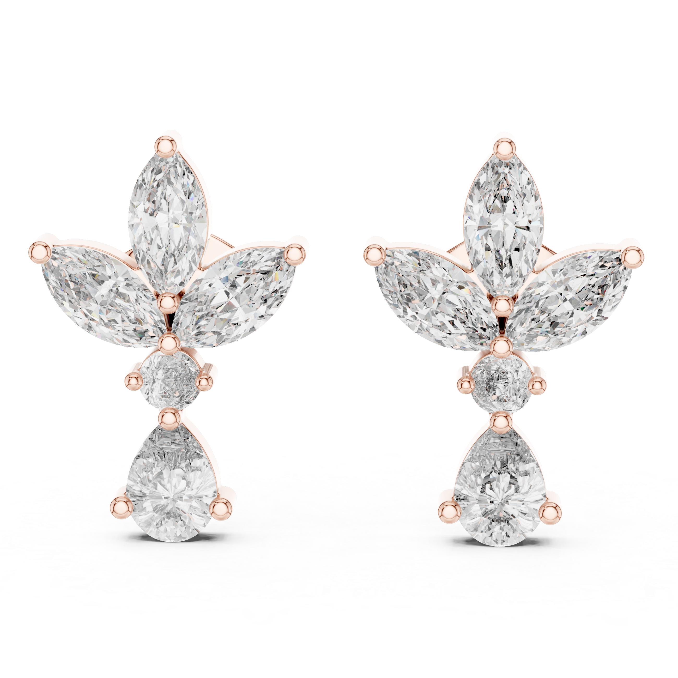 Moissanite Sterling Silver Statement Stud Earrings, Bridal Jewelry