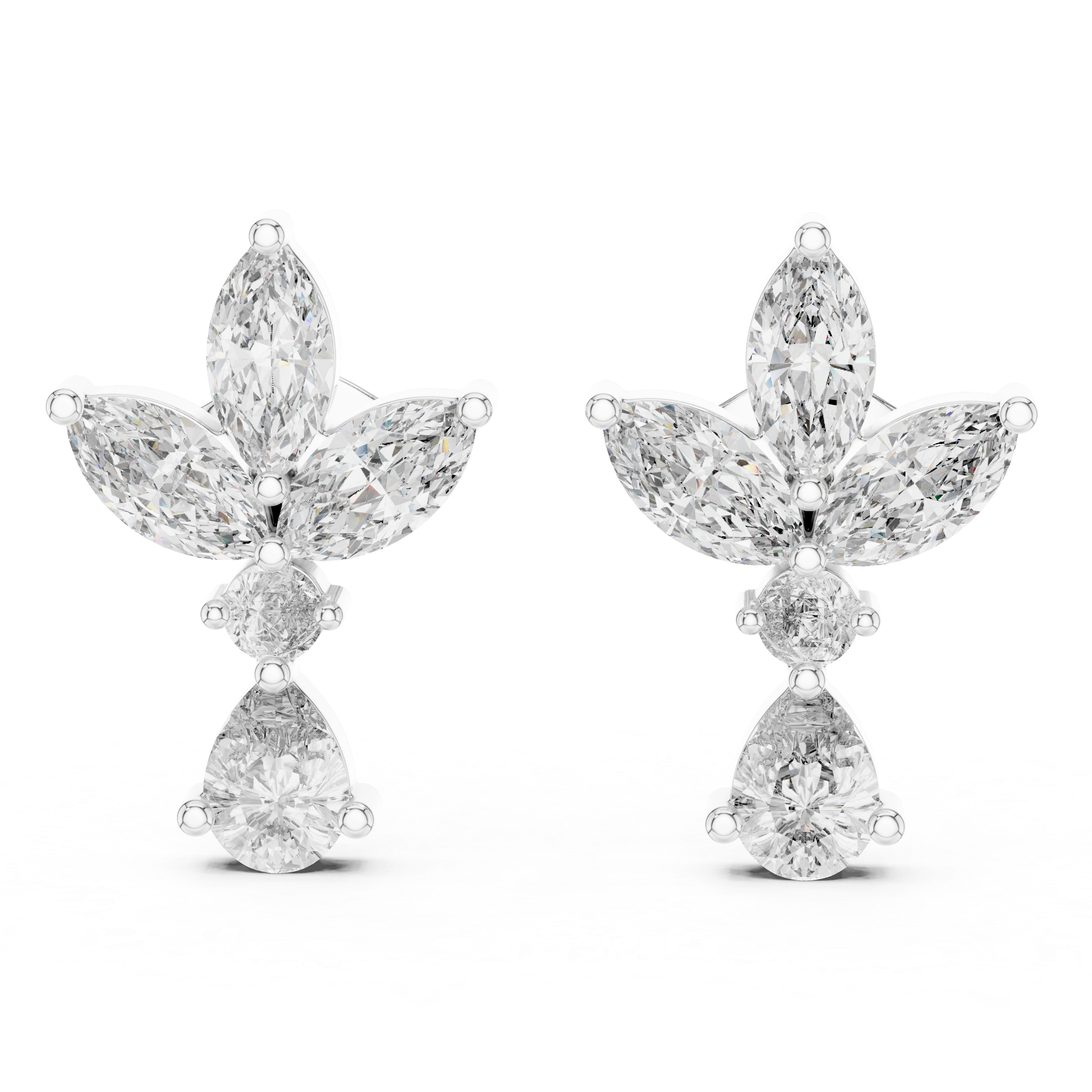 Moissanite Sterling Silver Statement Stud Earrings, Bridal Jewelry