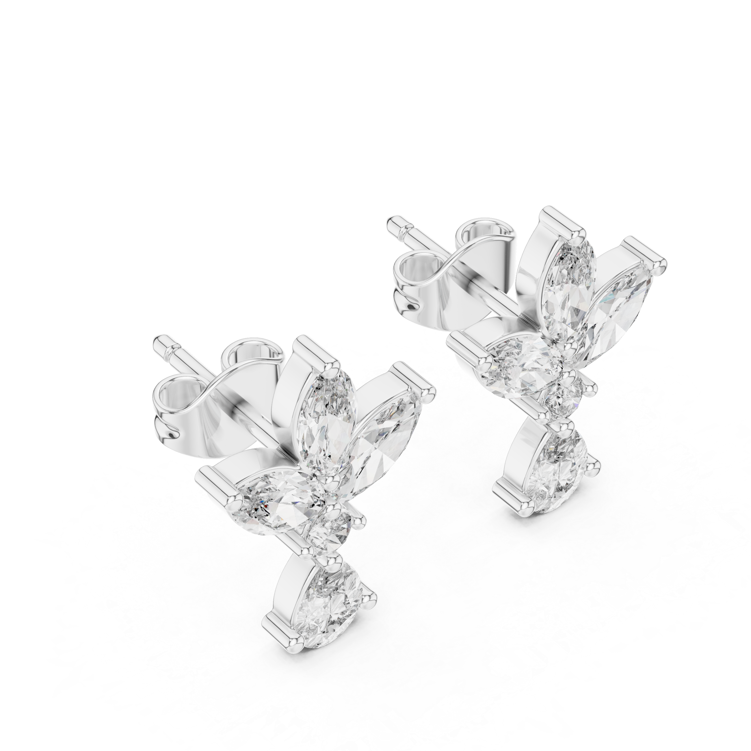 Moissanite Sterling Silver Statement Stud Earrings, Bridal Jewelry