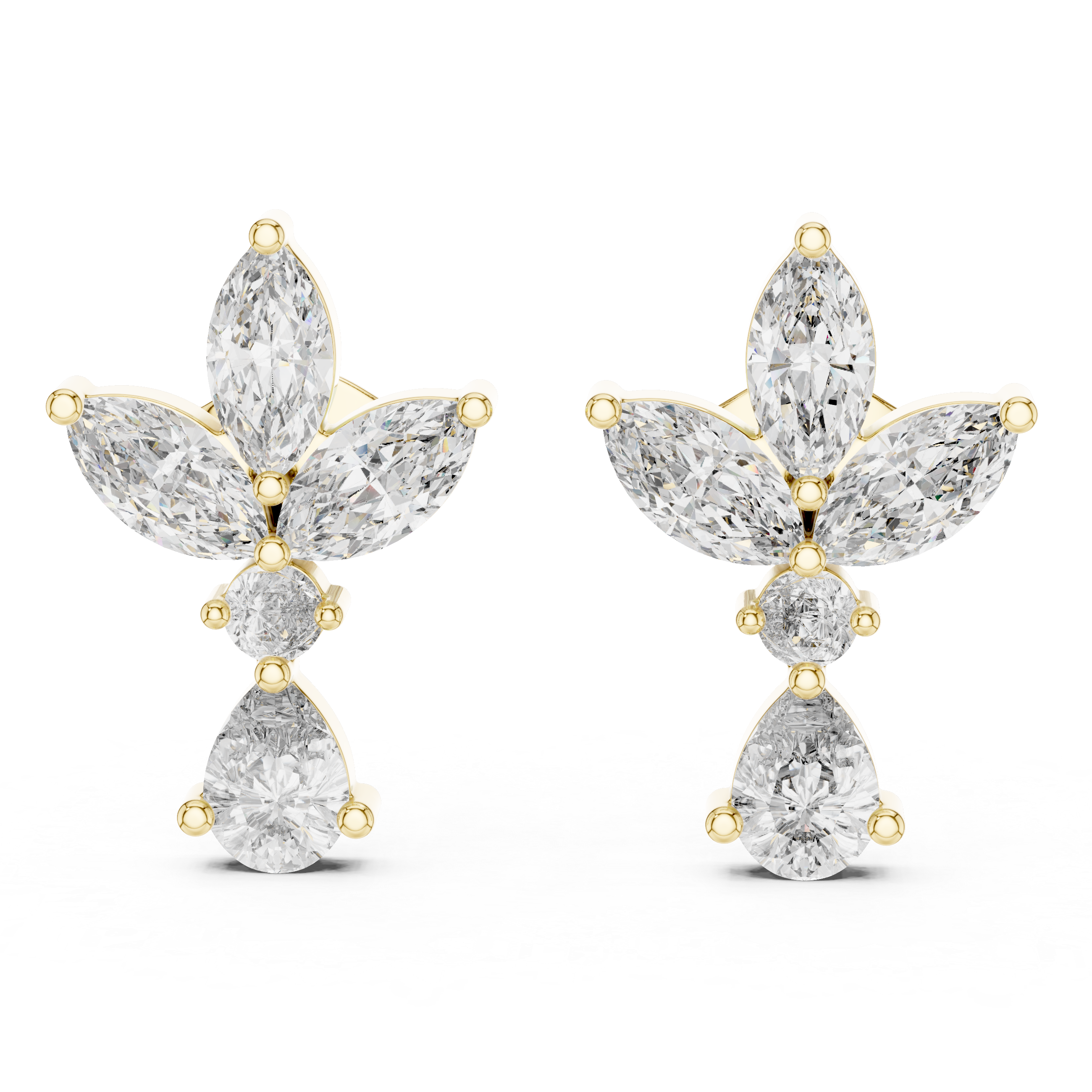 Moissanite Sterling Silver Statement Stud Earrings, Bridal Jewelry