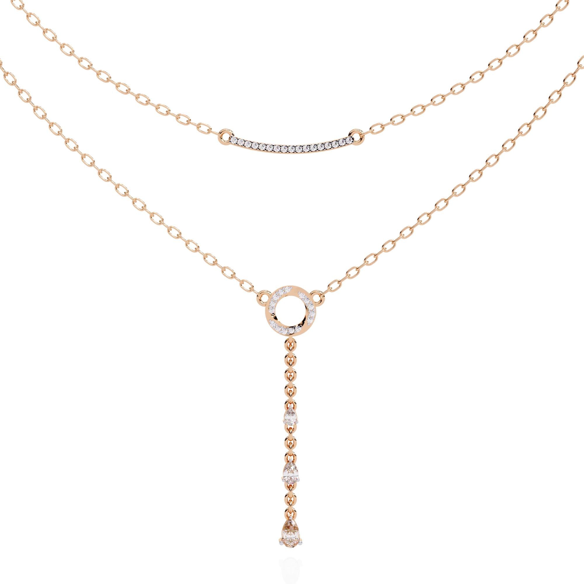 Lariat Necklace Moissanite 925 Sterling Silver Y Shape Dainty Minimalist Bridal Layering Drop Pendant 2 Chains Anniversary Gift For Her