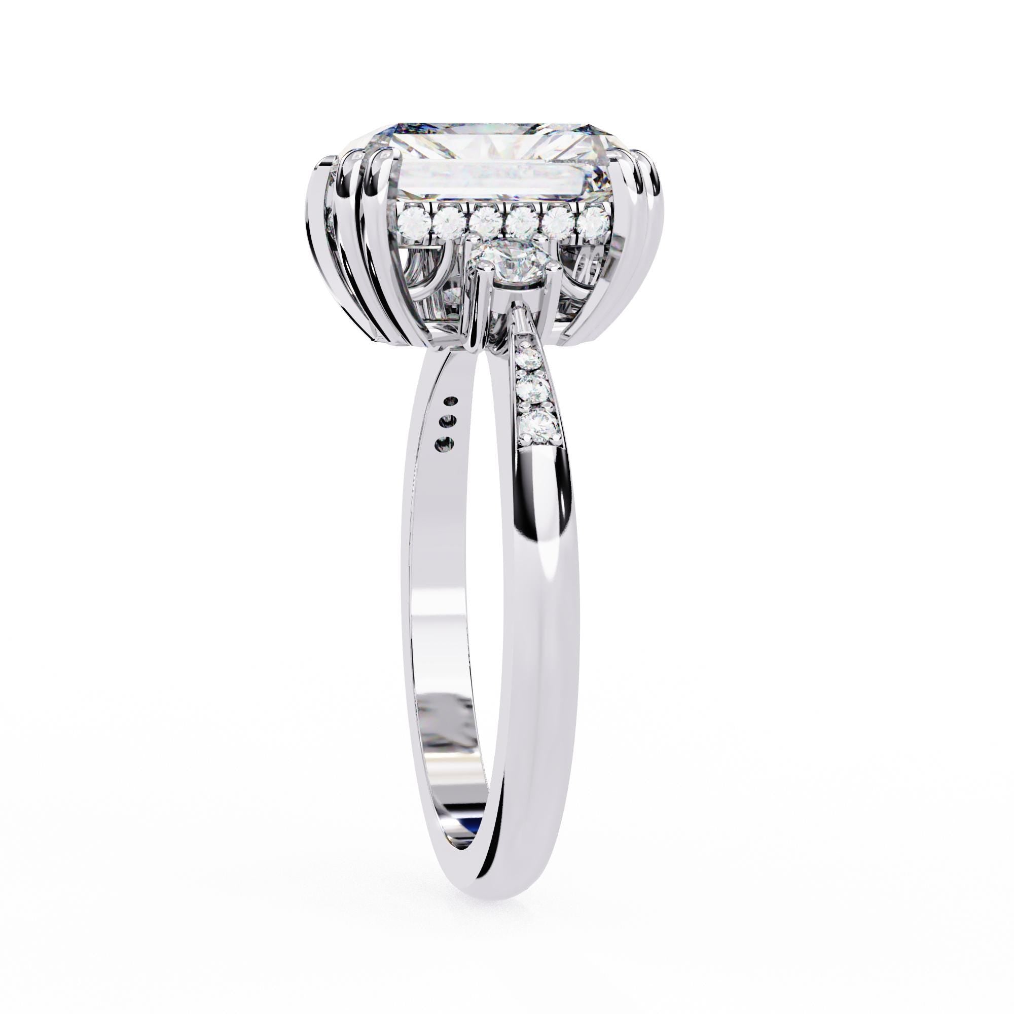 Radiant Moissanite Ring 4ct Unique Trendy Hidden Halo Moissanite Multi Prong Set Filigree Engagement Wedding Anniversary Ring For Women