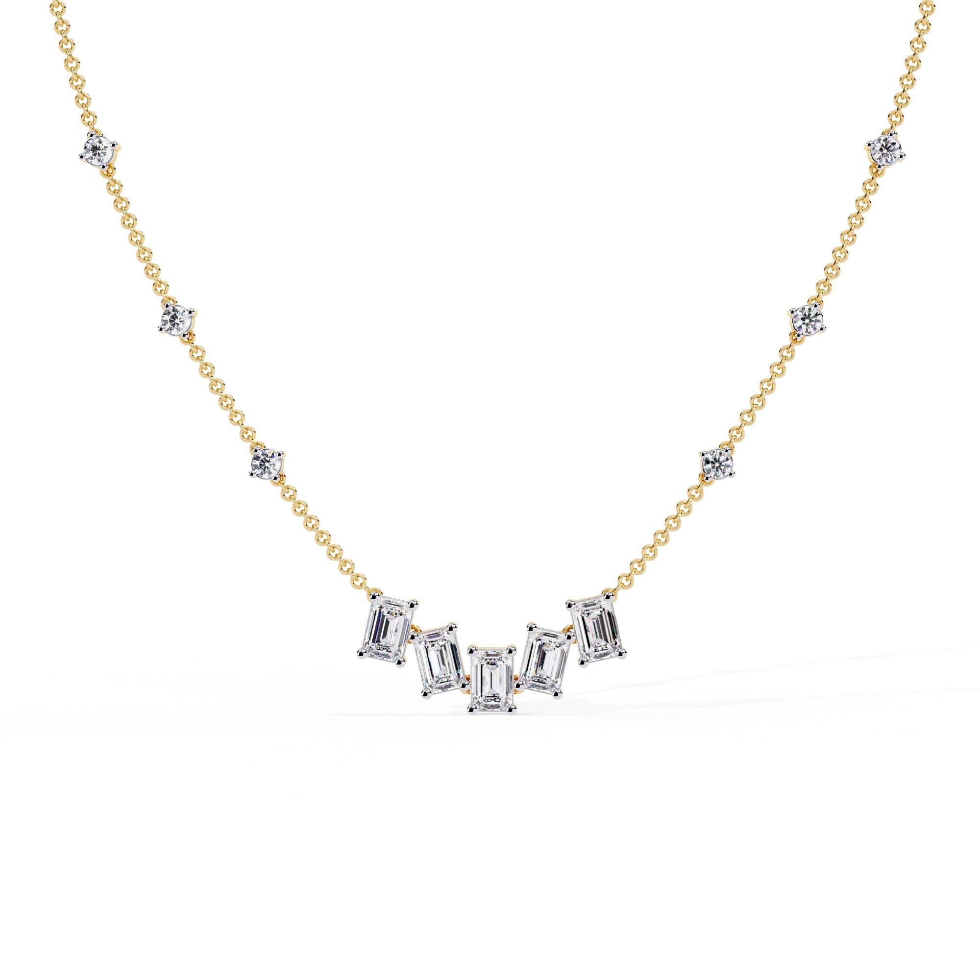 Moissanite Baguette Necklace 925 Sterling Silver Emerald Cut Dainty Minimalist Cluster Set Bridal Layering Jewelry Anniversary Gift For Her