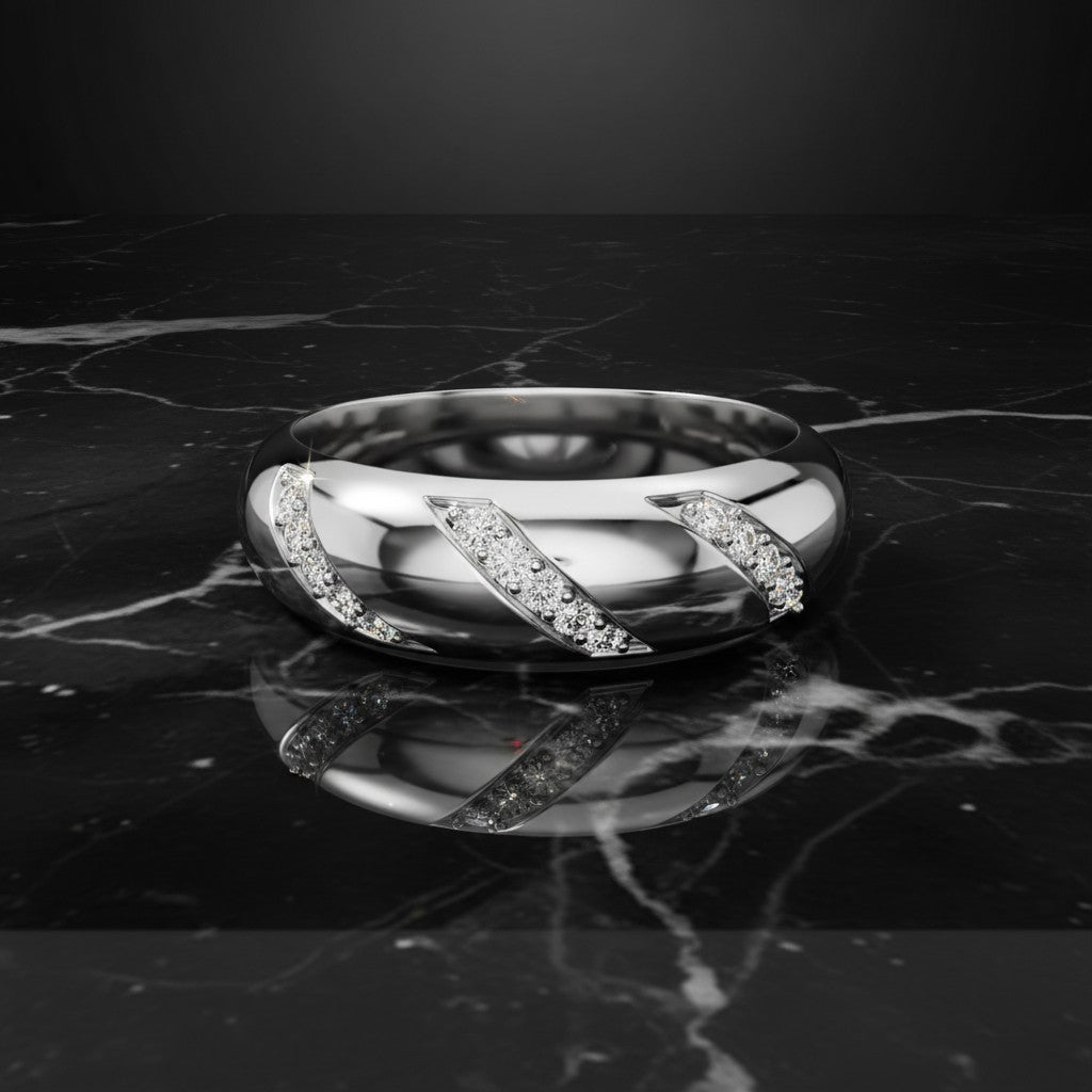 Men's Moissanite Wedding Band, 925 Sterling Silver Rose Gold Finish, Round Cut Ring