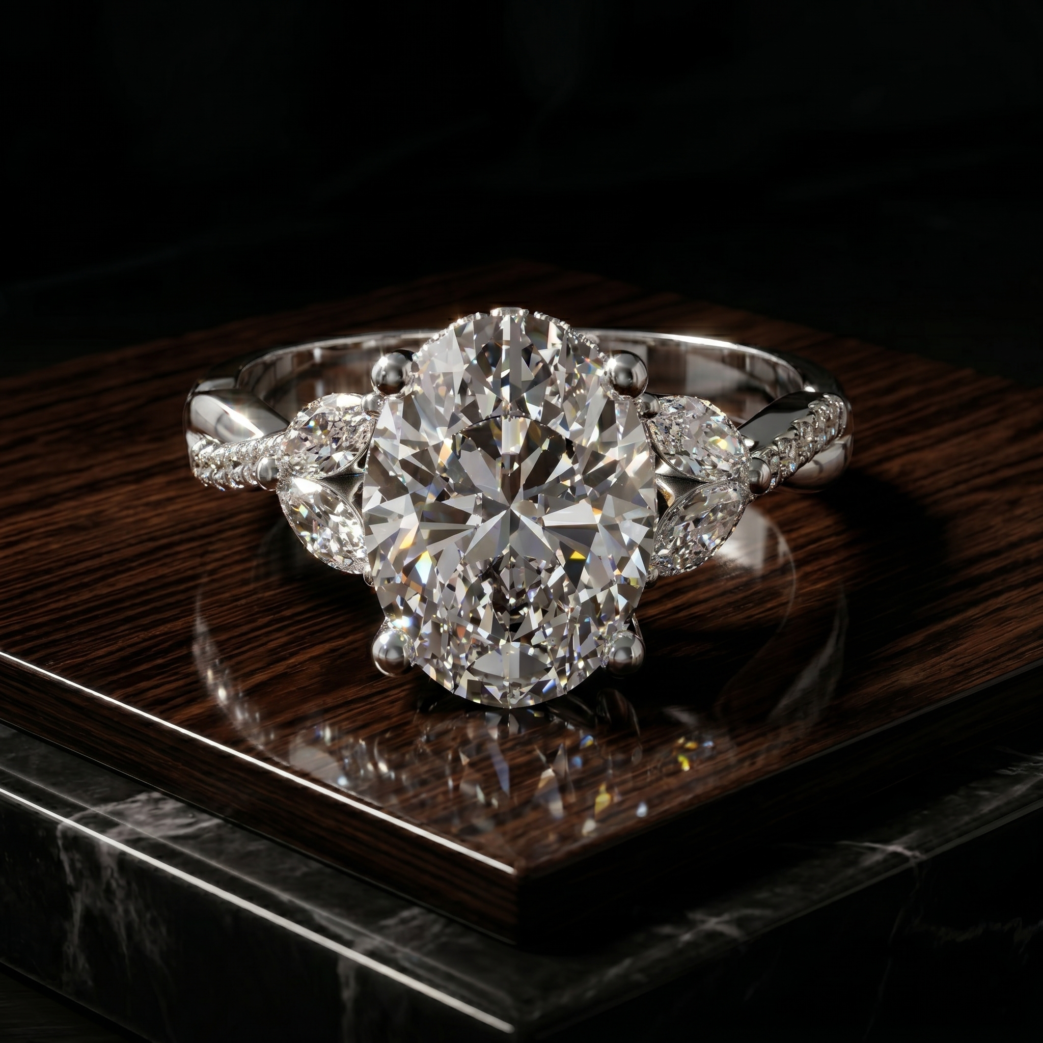 Vintage Oval Cut Moissanite Ring in 925 Sterling Silver, Twisted Pavé Vermeil Antique Style Bridal Unique Gift Floral Cluster Promise Ring