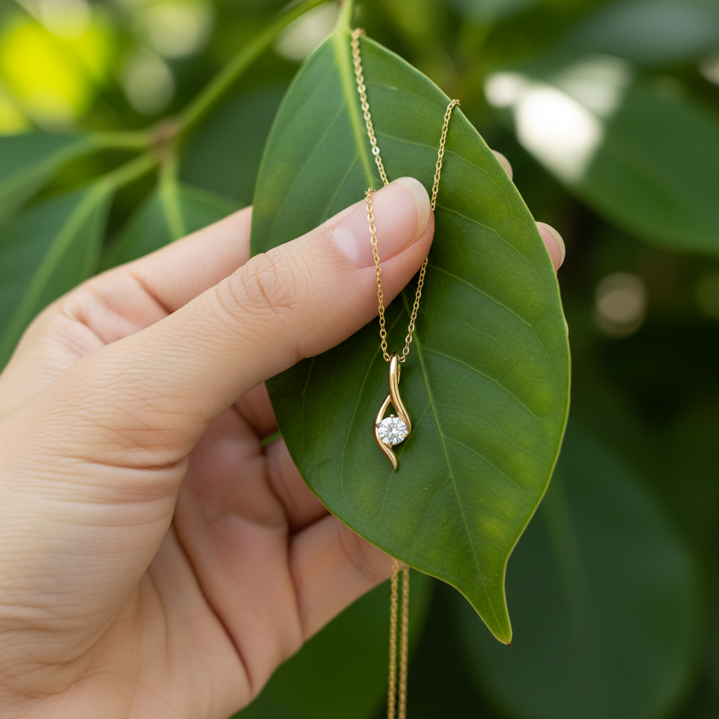 Swirl Twisted Moissanite Necklace, 925 Sterling Silver, Dainty Bridal Pendant, Organic Modern Sparkle