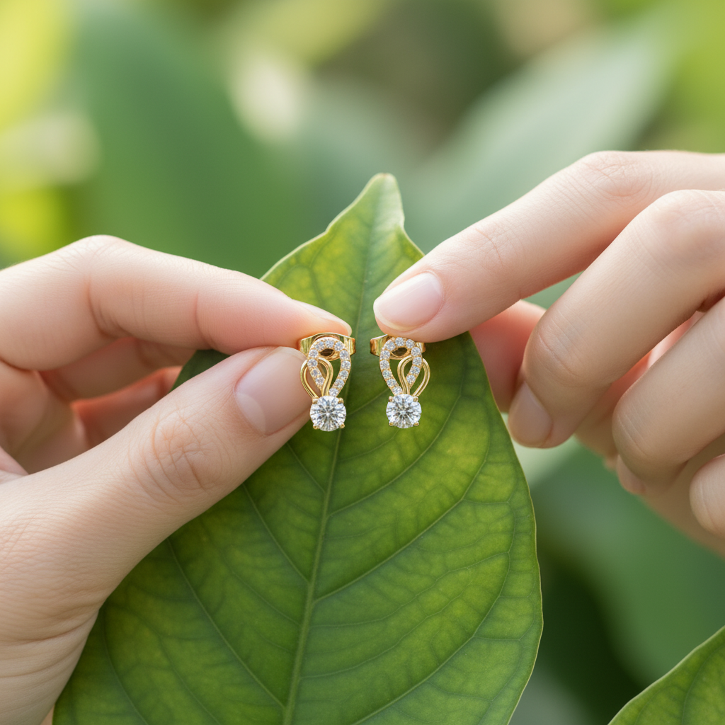 Moissanite Stud Earrings, 925 Sterling Silver, Art Deco Bridal Wedding Jewelry