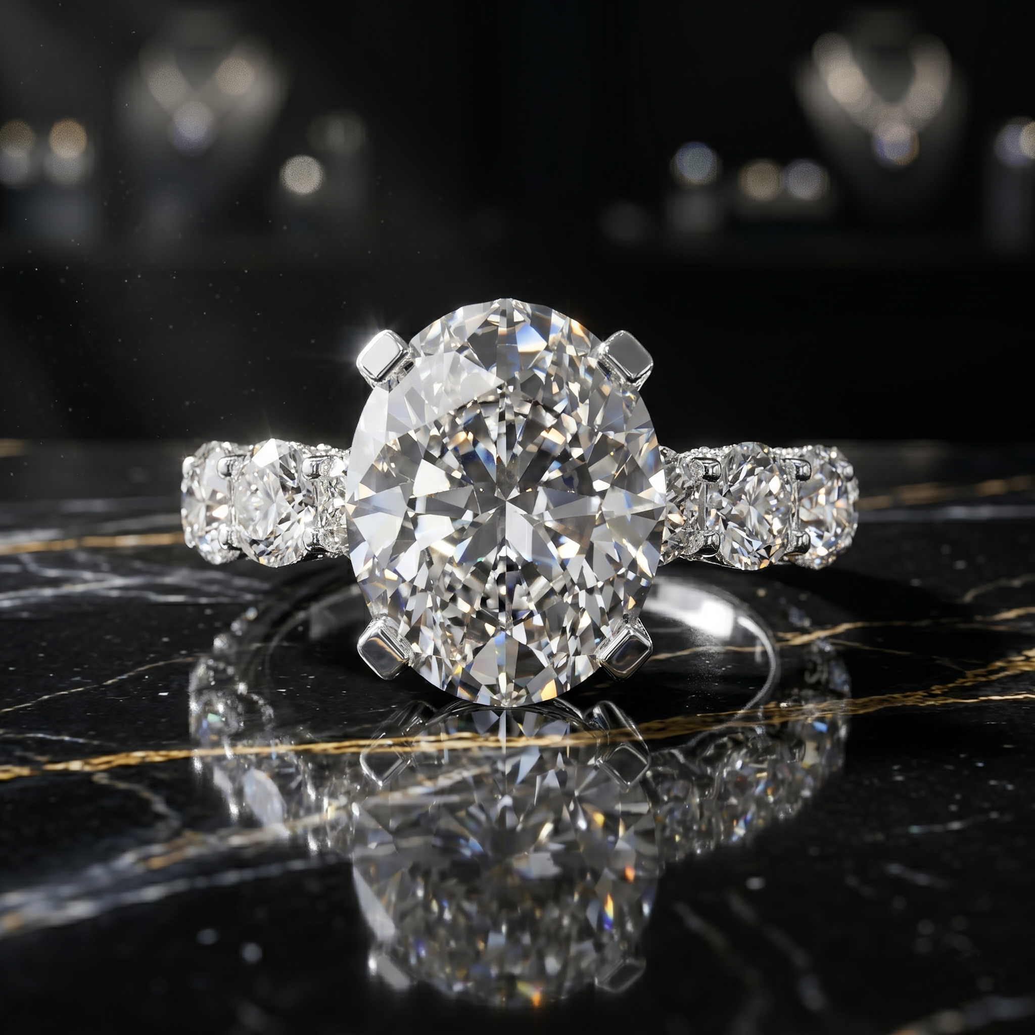 Oval Moissanite Engagement Ring, Sterling Silver Statement, Radiant Promise Ring