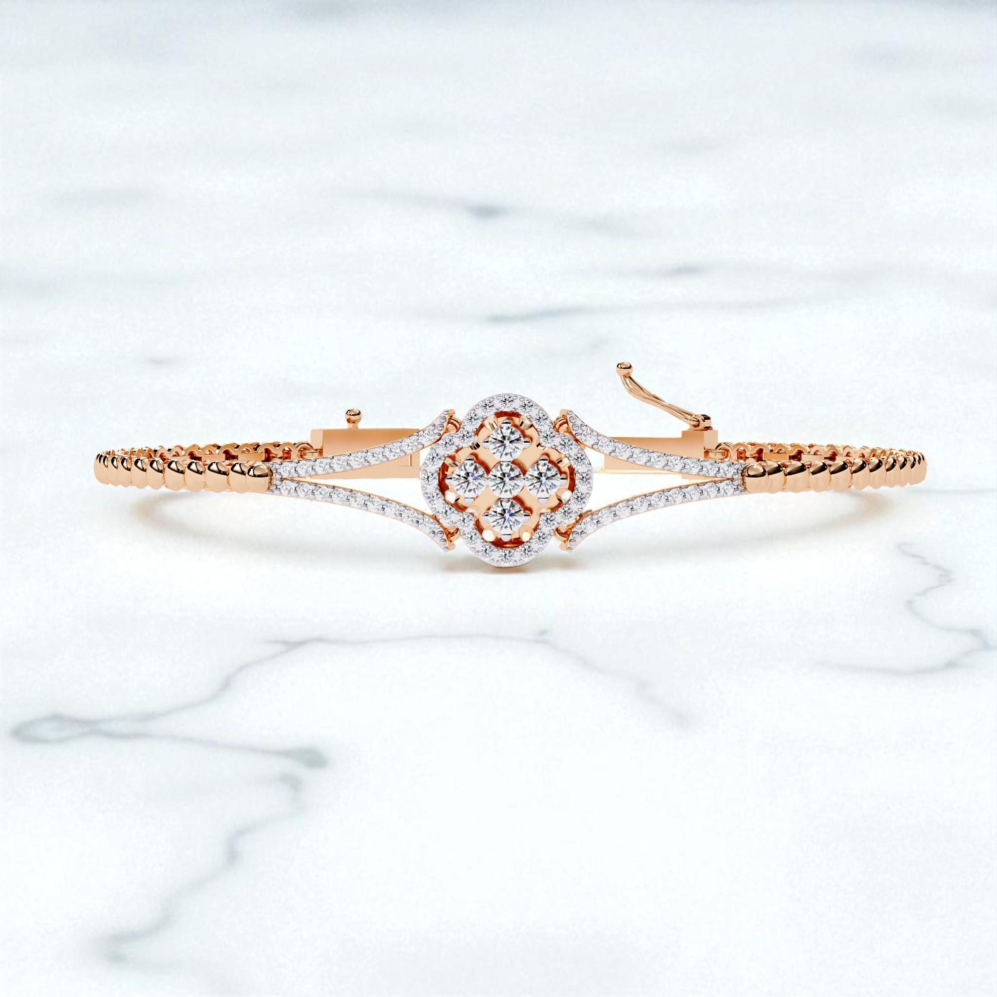 Moissanite Bracelet Sterling Silver For Women Handmade Split Shank 7.5 inch Bridal Anniversary Gift Luxury Jewelry Classic Cuff Bracelet