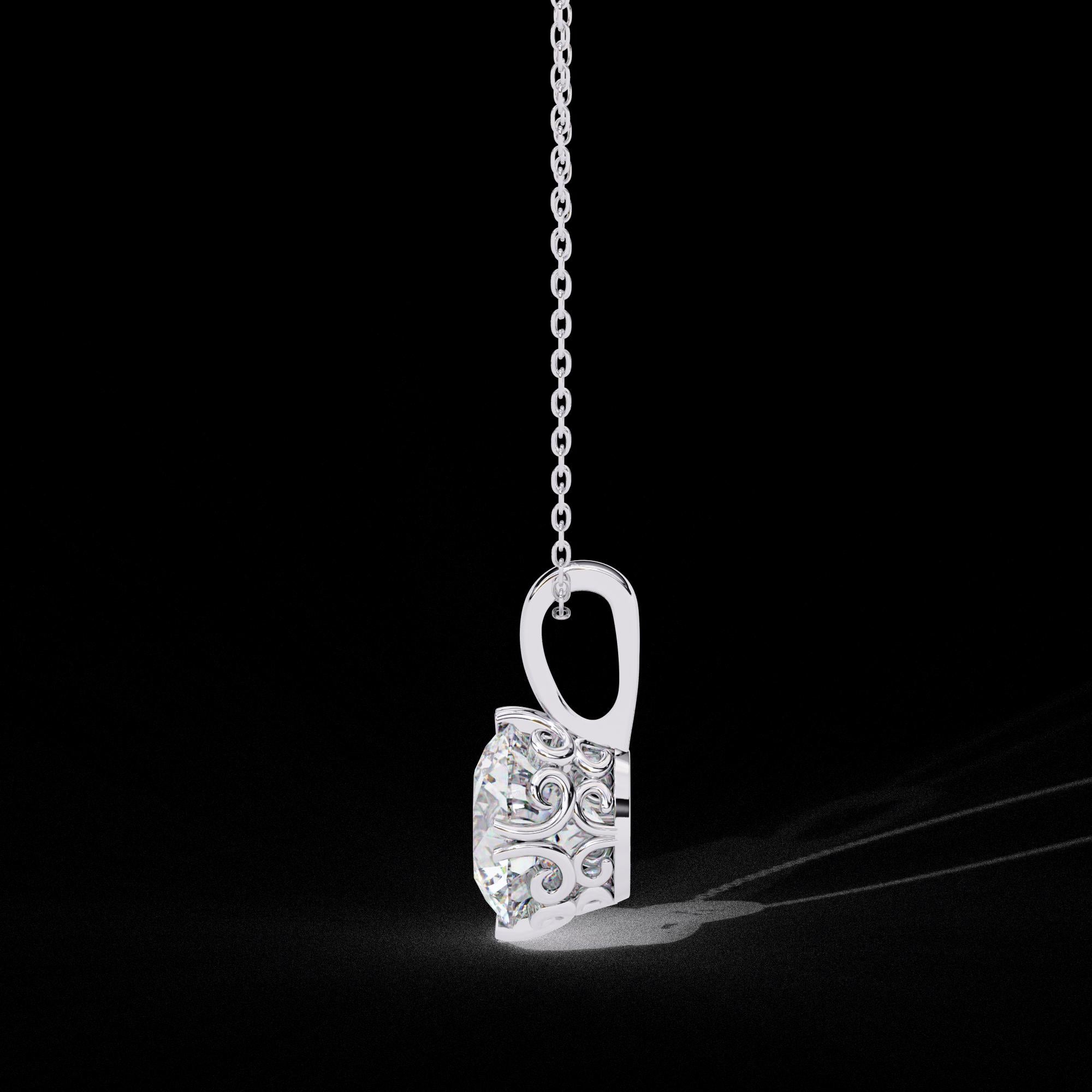 Solitaire Moissanite Pendant Necklace For Women 925 Sterling Silver Round 18" Link Chain Certified Moissanite Minimalist Dainty Necklace