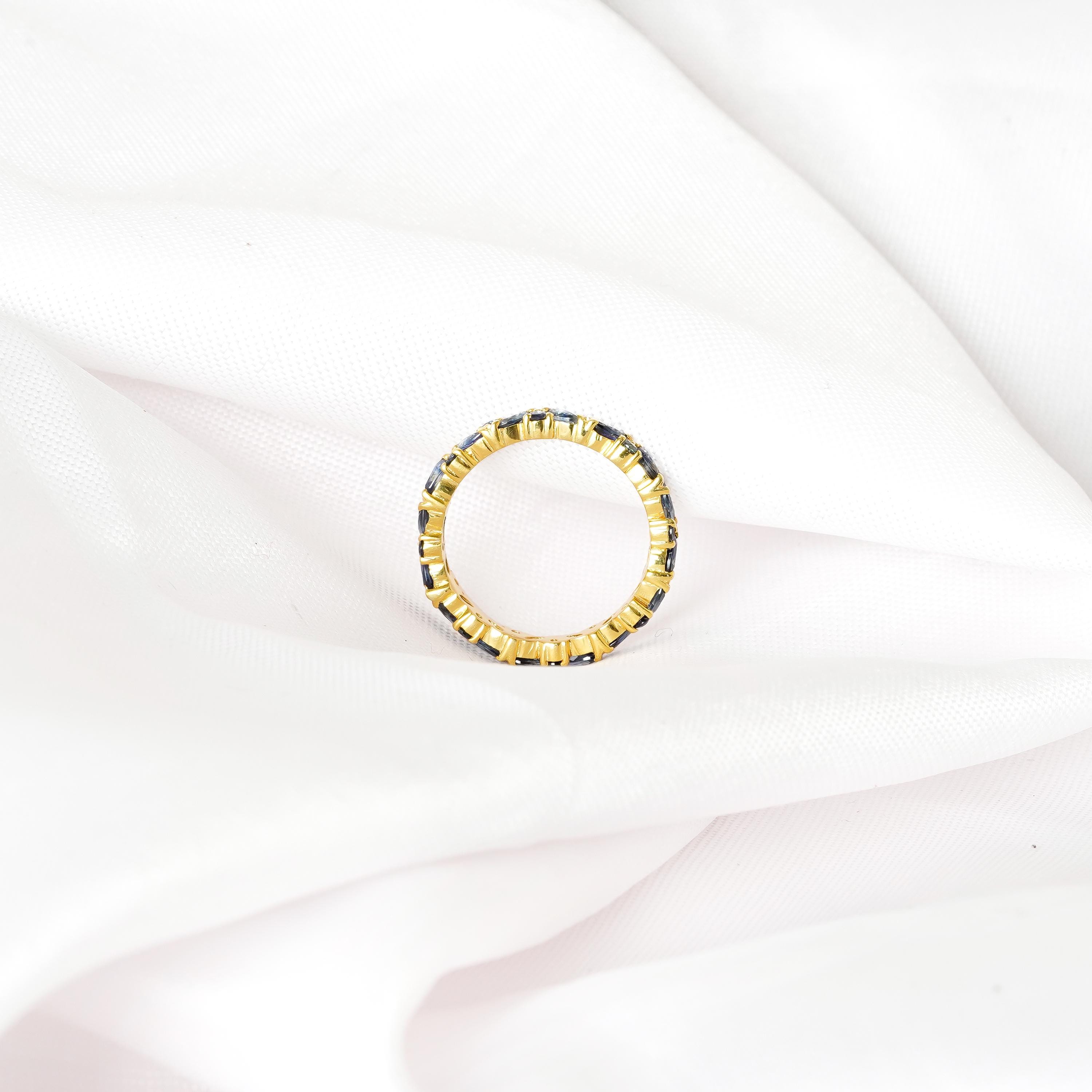 Marquise Blue Sapphire Wedding Band For Women Full Eternity 925 Sterling Silver Stackable  Bridal Matching Anniversary Gift Dainty Ring Band