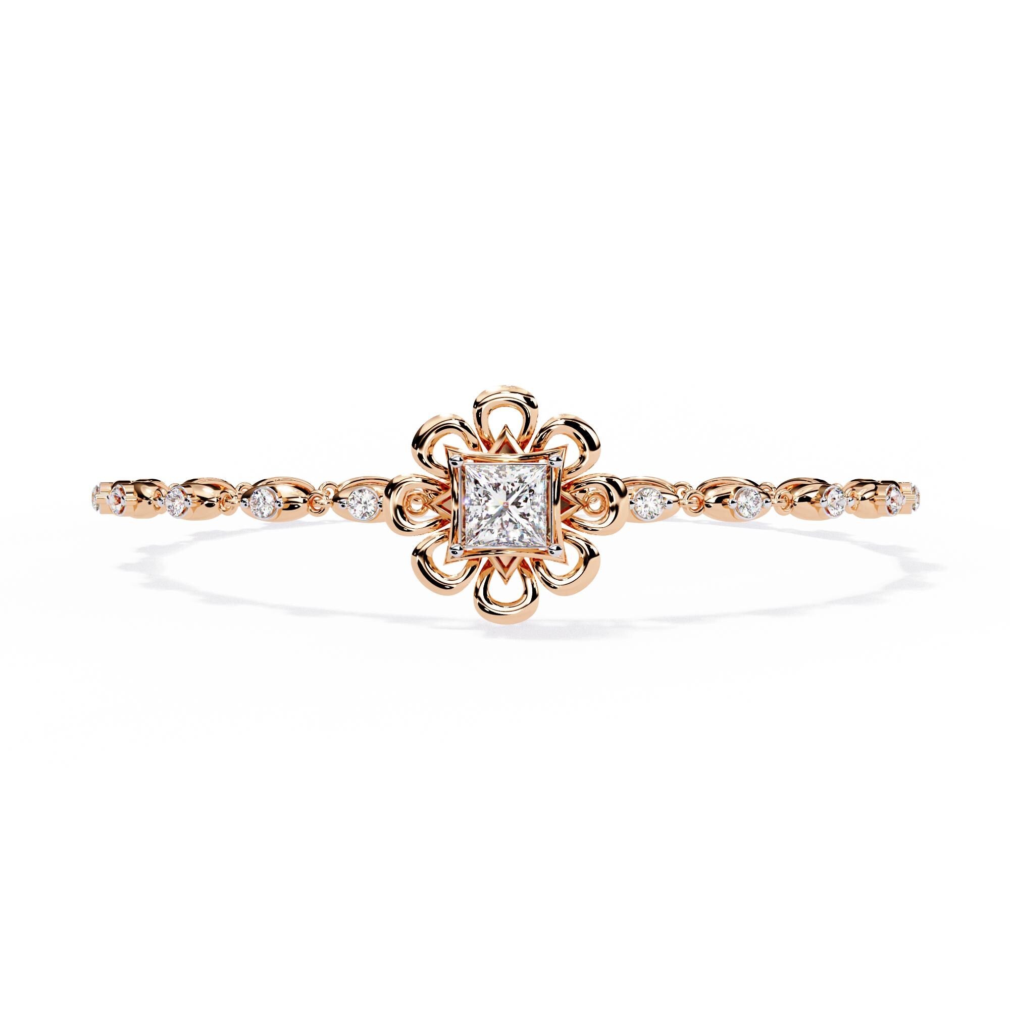 Minimalist Bangle Bracelet For Women 925 Sterling Silver 7.5 inch Bridal Anniversary Gift Luxury Princess Cut Moissanite Cuff Bracelet