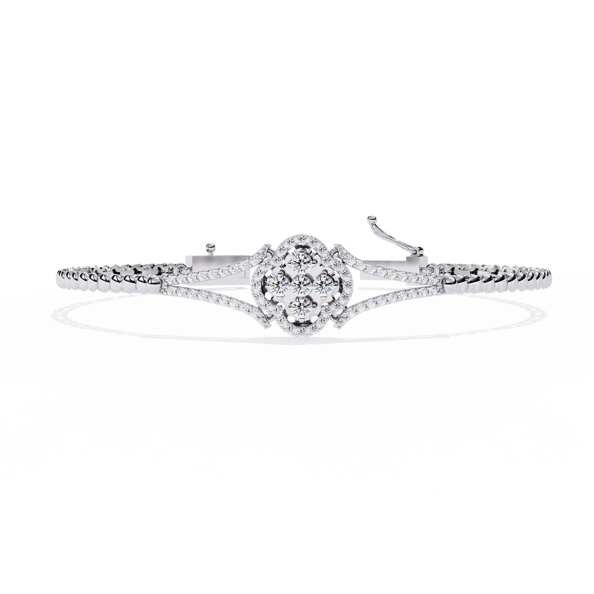 Moissanite Bracelet Sterling Silver For Women Handmade Split Shank 7.5 inch Bridal Anniversary Gift Luxury Jewelry Classic Cuff Bracelet