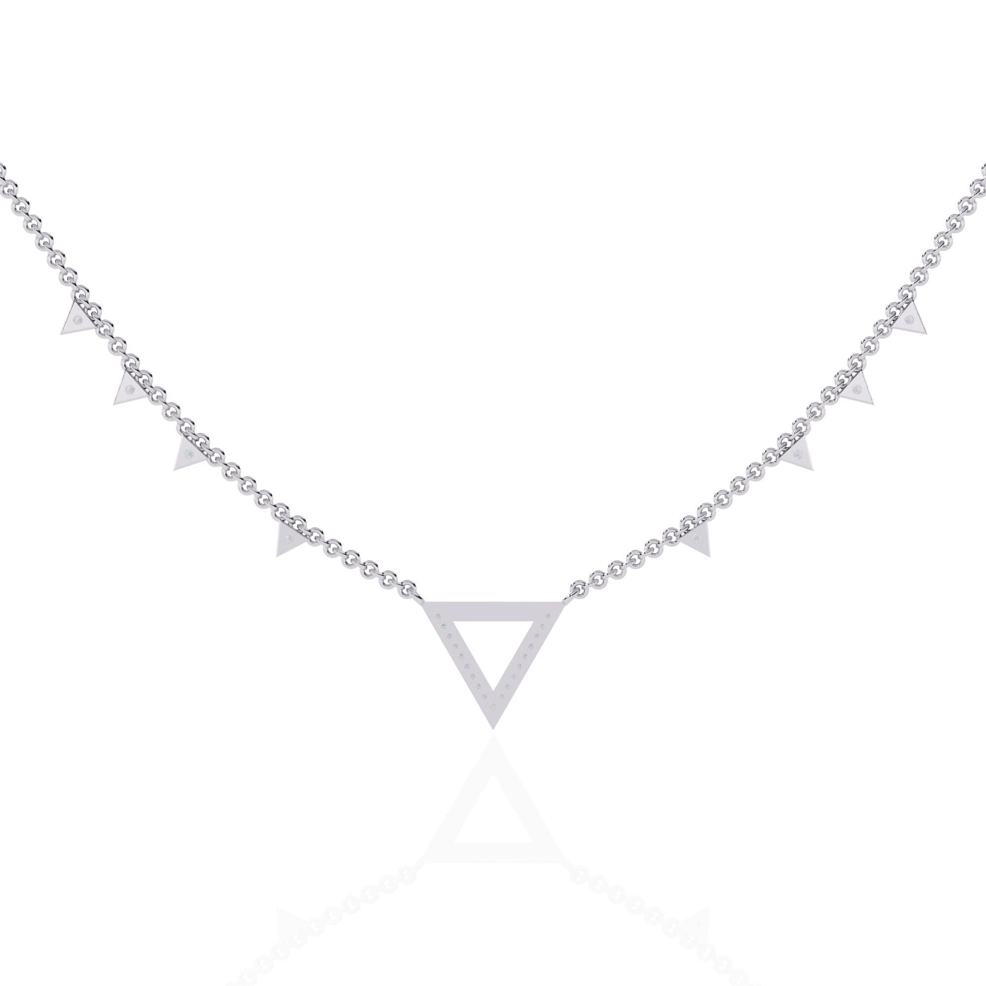 Triangle Necklace Moissanite 925 Sterling Silver Geometric Dainty Minimalist Bridal Layering Pendant 18 inch Chain Anniversary Gift For Her