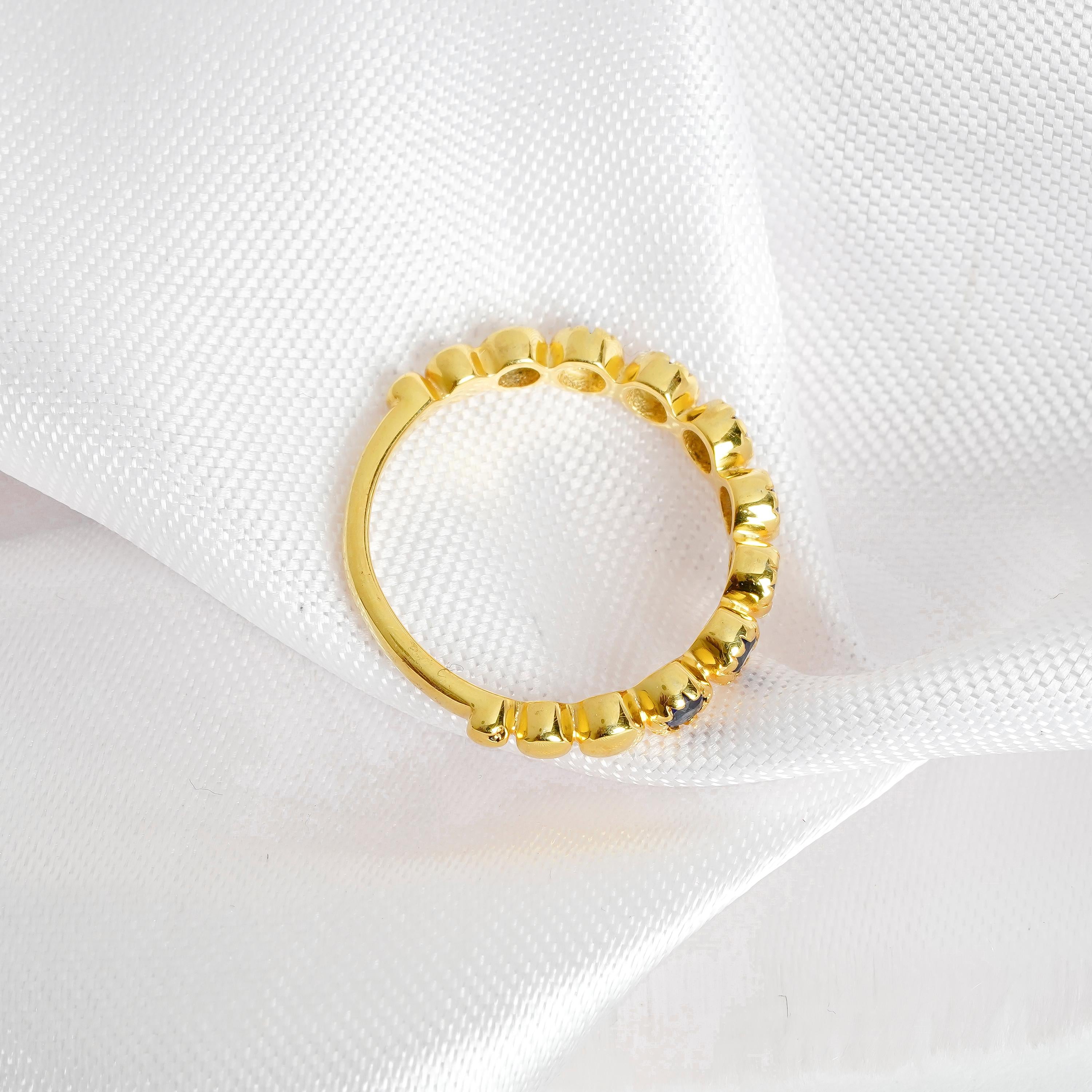 Blue Sapphire Half Eternity Wedding Band For Women 925 Sterling Silver Stackable Round Sapphire Bridal Matching Anniversary Gift Dainty Band