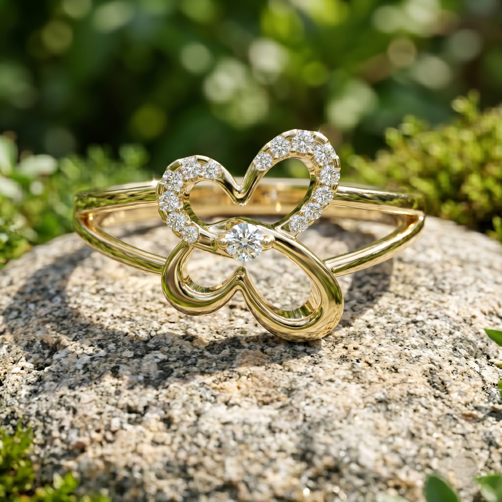 14k Solid Gold Butterfly Ring, Moissanite Nature Inspired Jewelry, Delicate Elegant Promise Minimalist Gift For Her Statement Dainty Ring