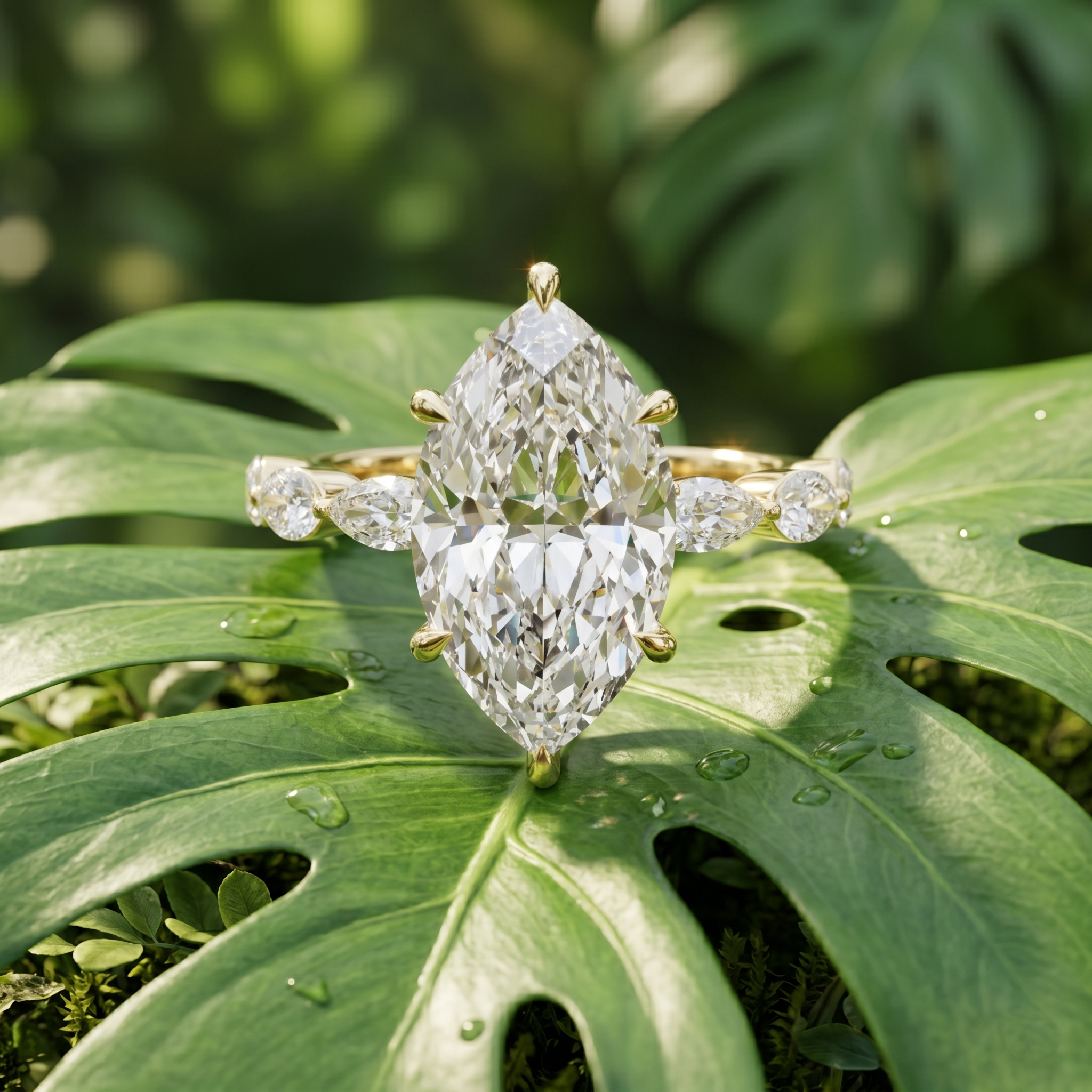 Marquise Cut Moissanite Engagement Ring, Rose Gold Sterling Silver Wedding Ring, Vintage Promise Gift