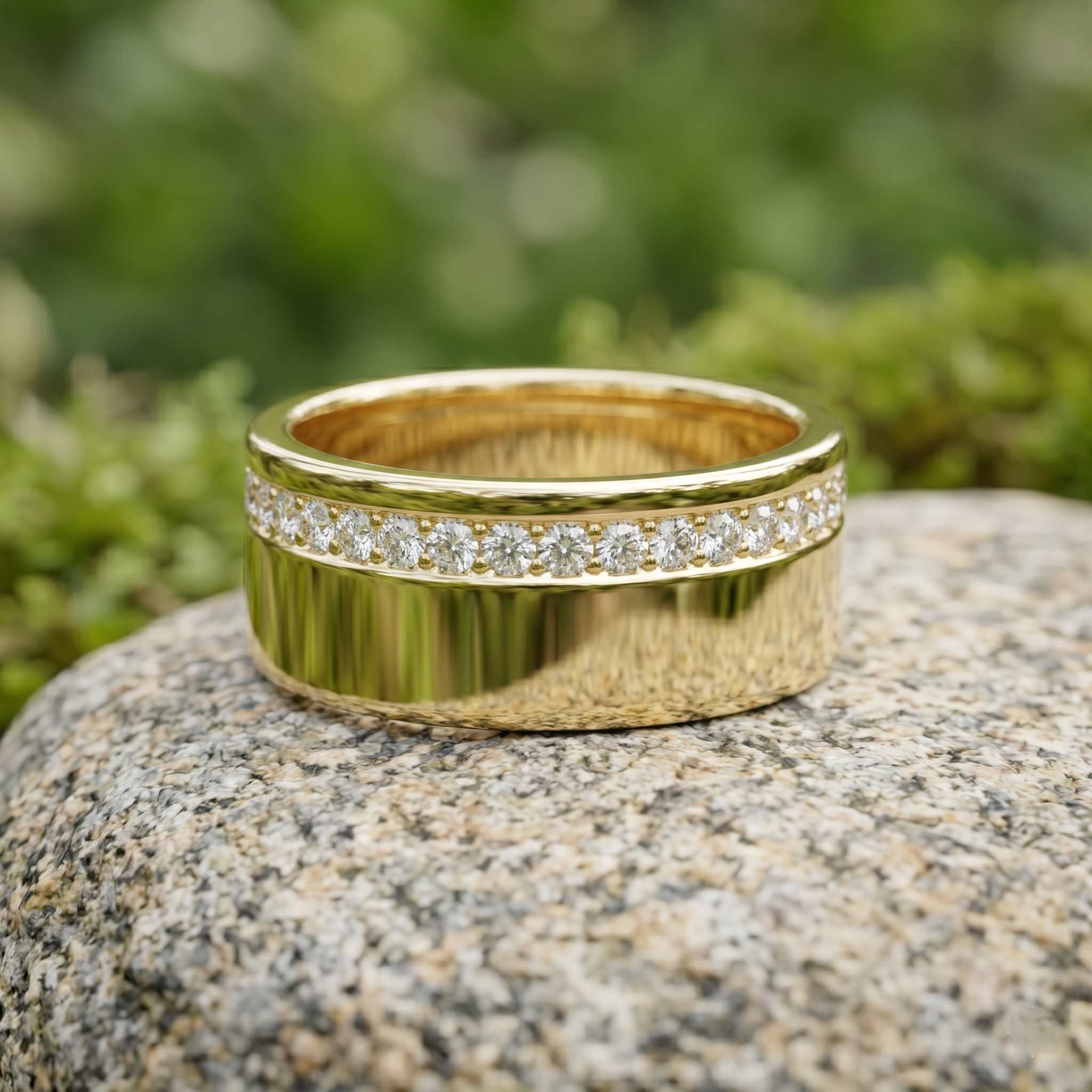 Men's Moissanite Wedding Band, Rose Gold Plated Sterling Silver Ring