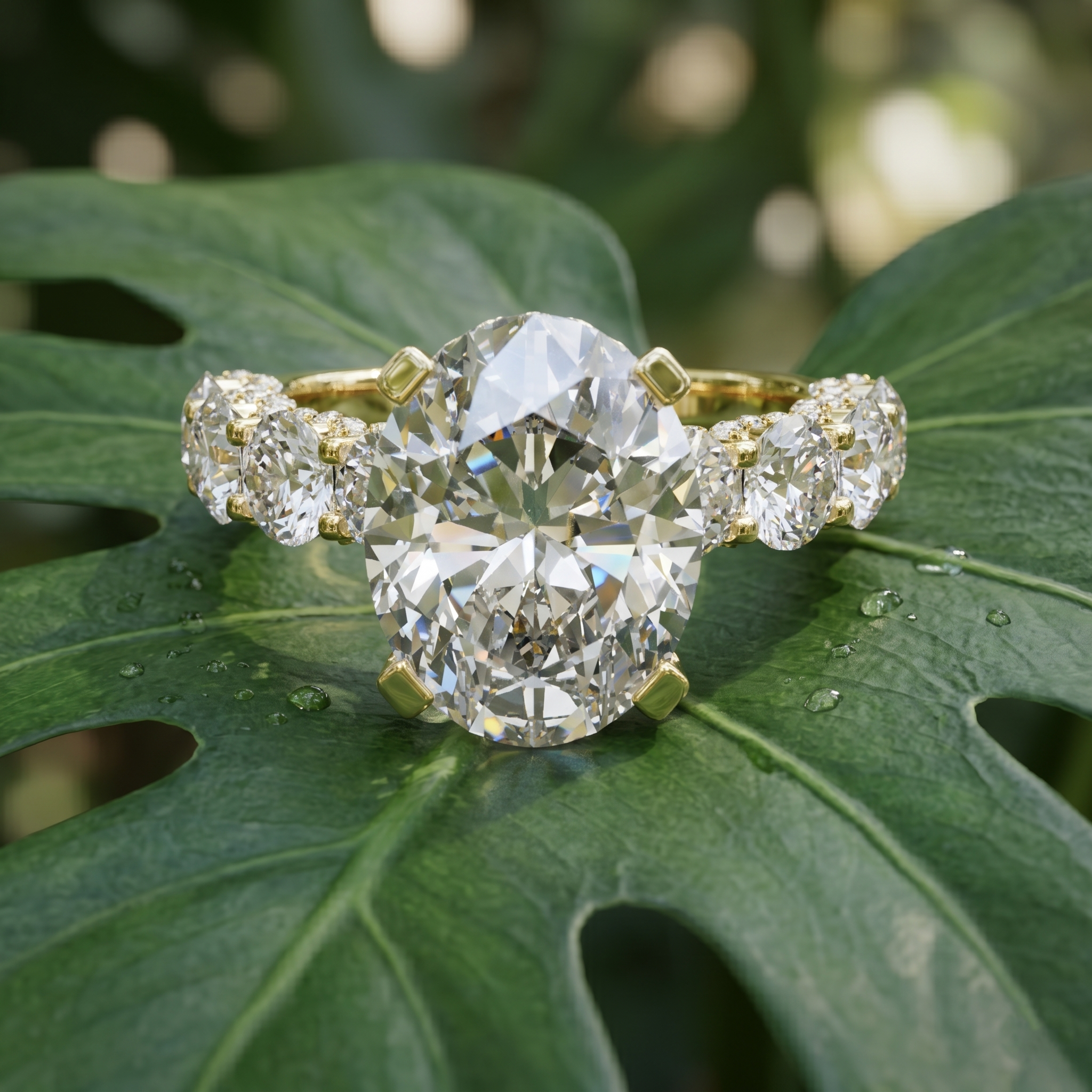 Oval Moissanite Engagement Ring, Sterling Silver Statement, Radiant Promise Ring