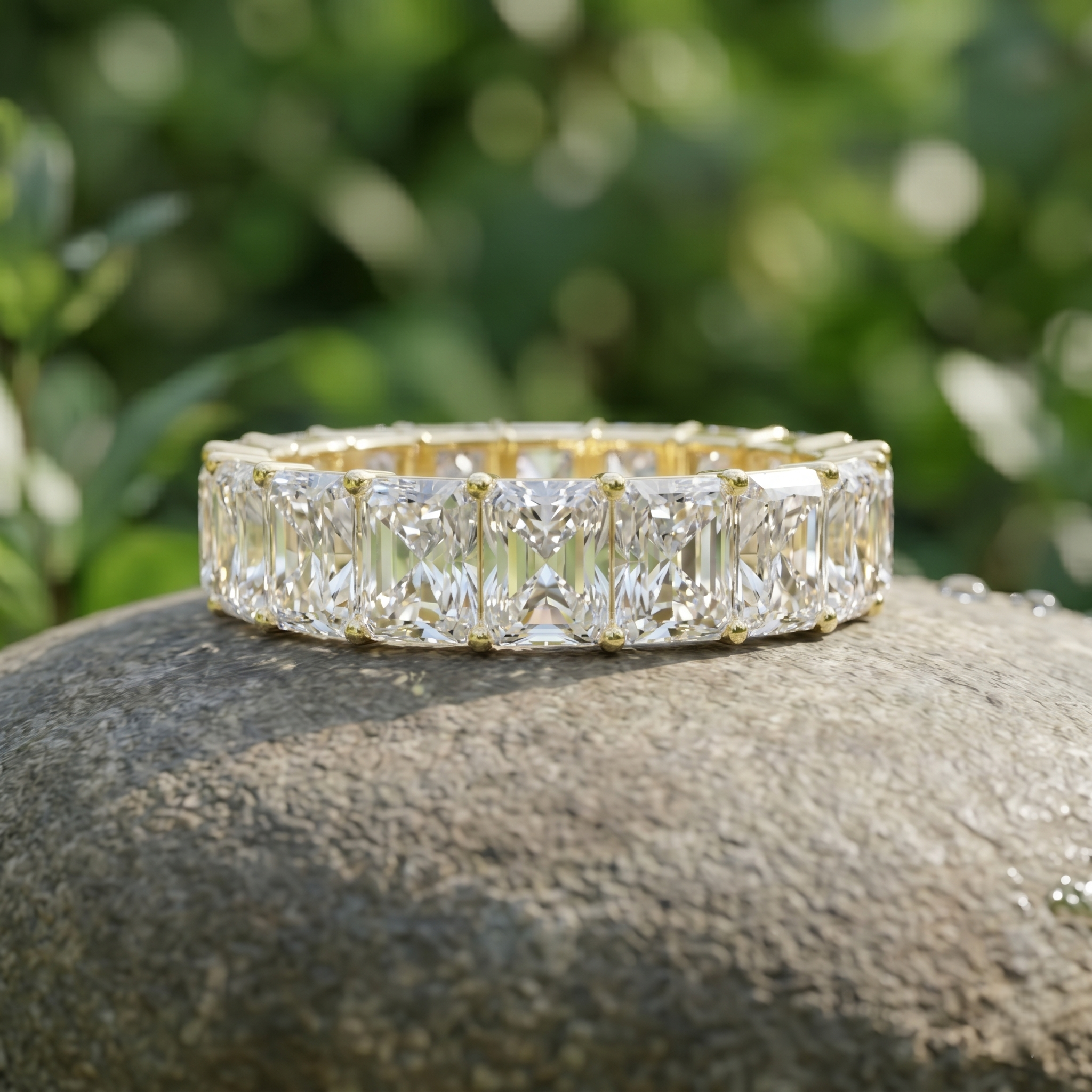 Radiant Cut Moissanite Eternity Band, 925 Sterling Silver Men's Ring