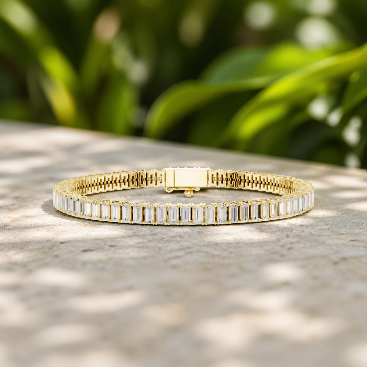 Baguette Moissanite Tennis Bracelet for men, Emerald Cut Sterling Silver Men Jewelry