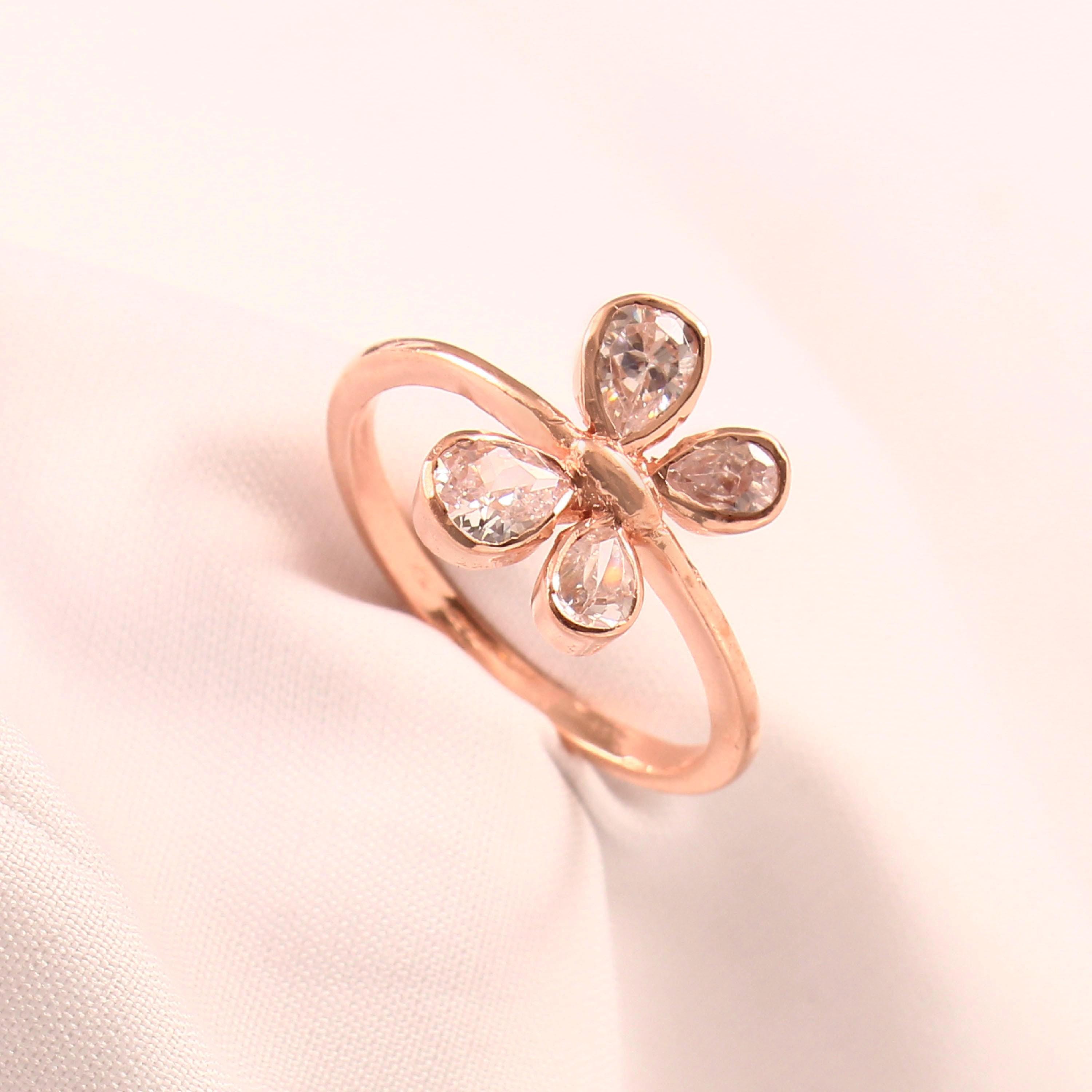 Butterfly Ring For Women 925 Sterling Silver Pear Cut Moissanites Bezel Set Proposal Minimalist Bridal Engagement Wedding Unique Anniversary