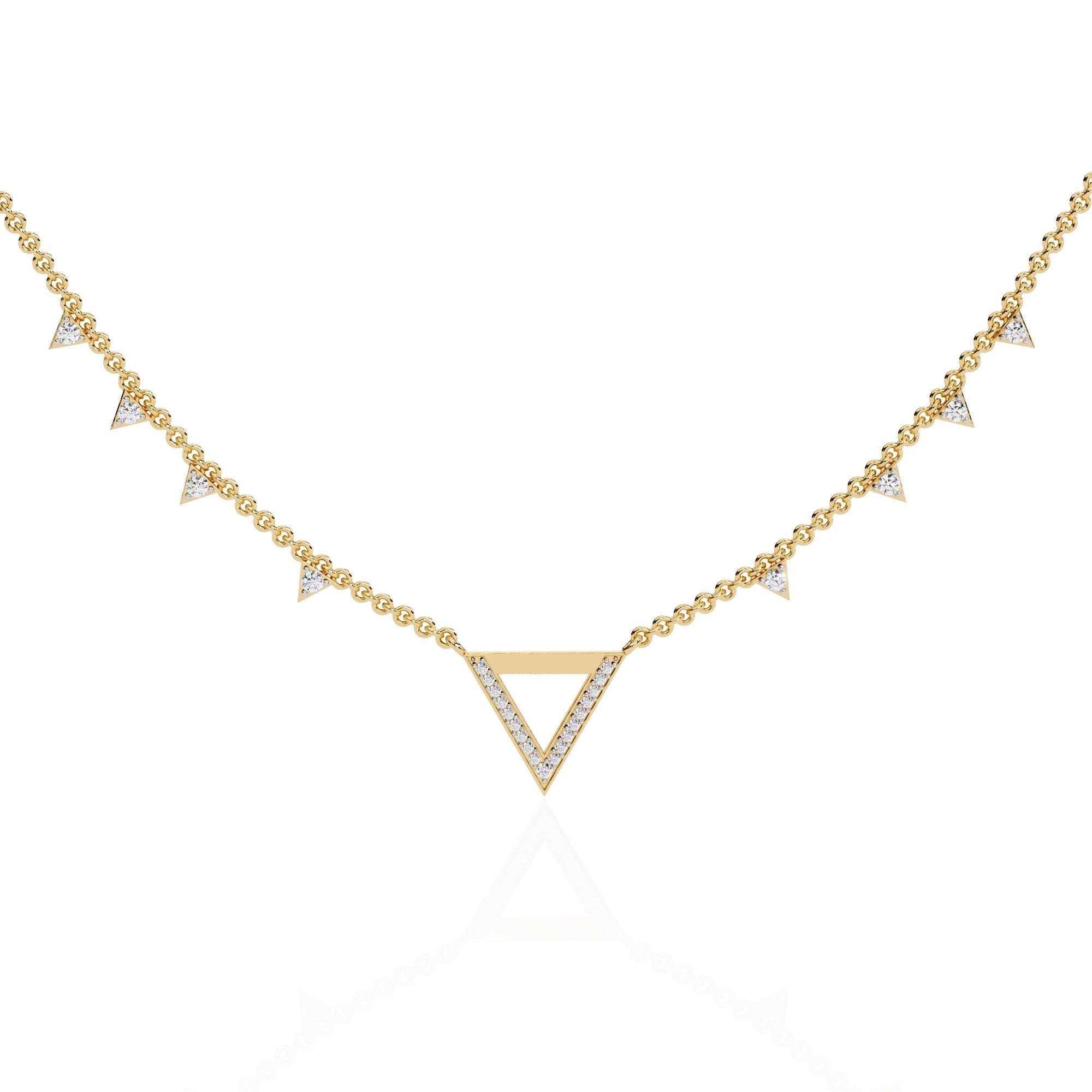 Triangle Necklace Moissanite 925 Sterling Silver Geometric Dainty Minimalist Bridal Layering Pendant 18 inch Chain Anniversary Gift For Her