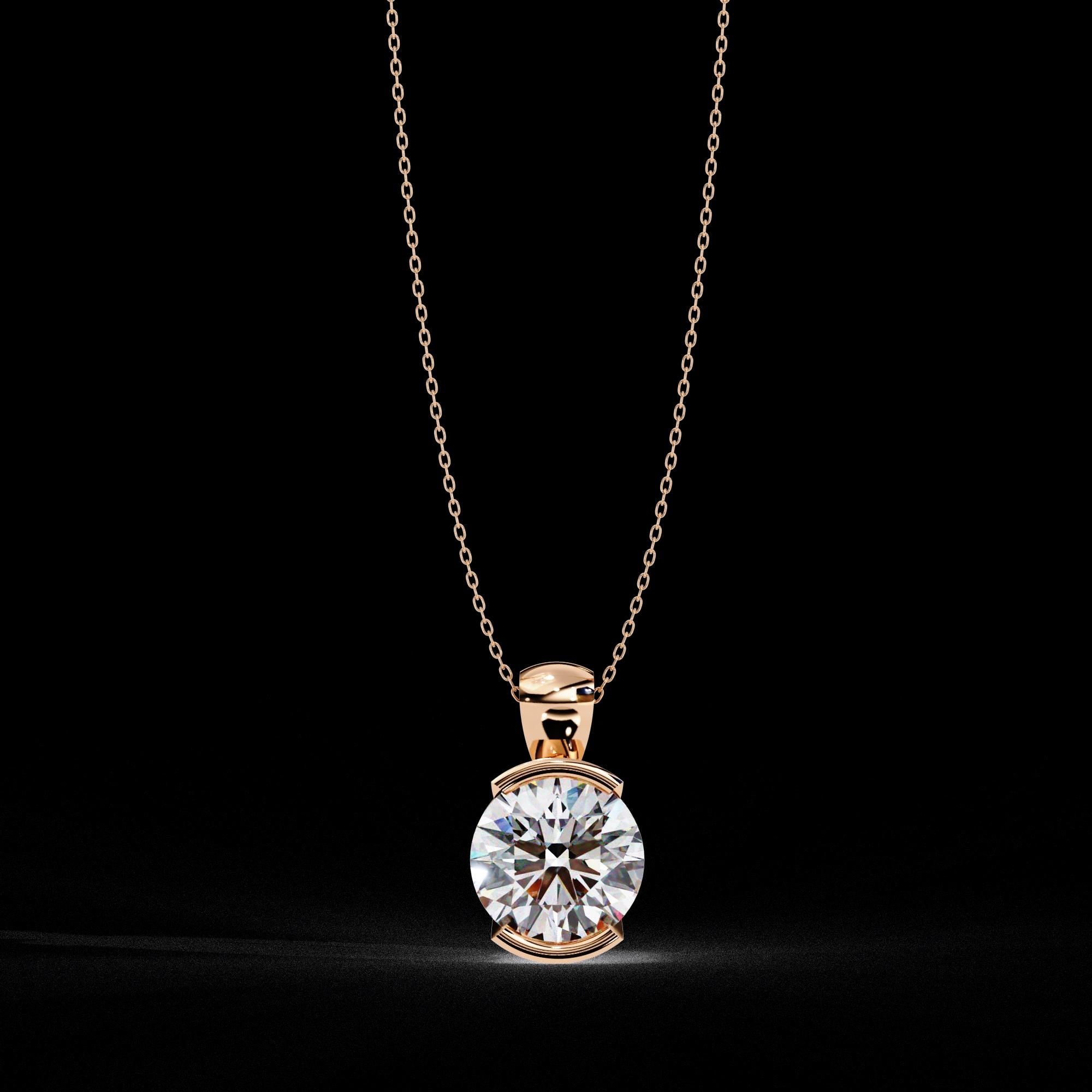 Solitaire Moissanite Pendant Necklace For Women 925 Sterling Silver SemiBezel 18" Link Chain Certified Moissanite Minimalist Dainty Necklace