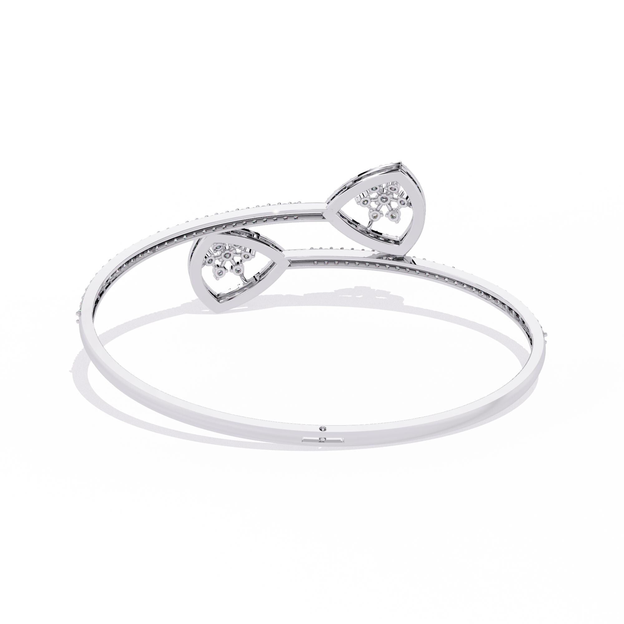 Moissanite Bangle Bracelet For Women Handmade 925 Sterling Silver 7.5 inch Bridal Anniversary Gift Luxury Minimalist Bypass Cuff Bracelet