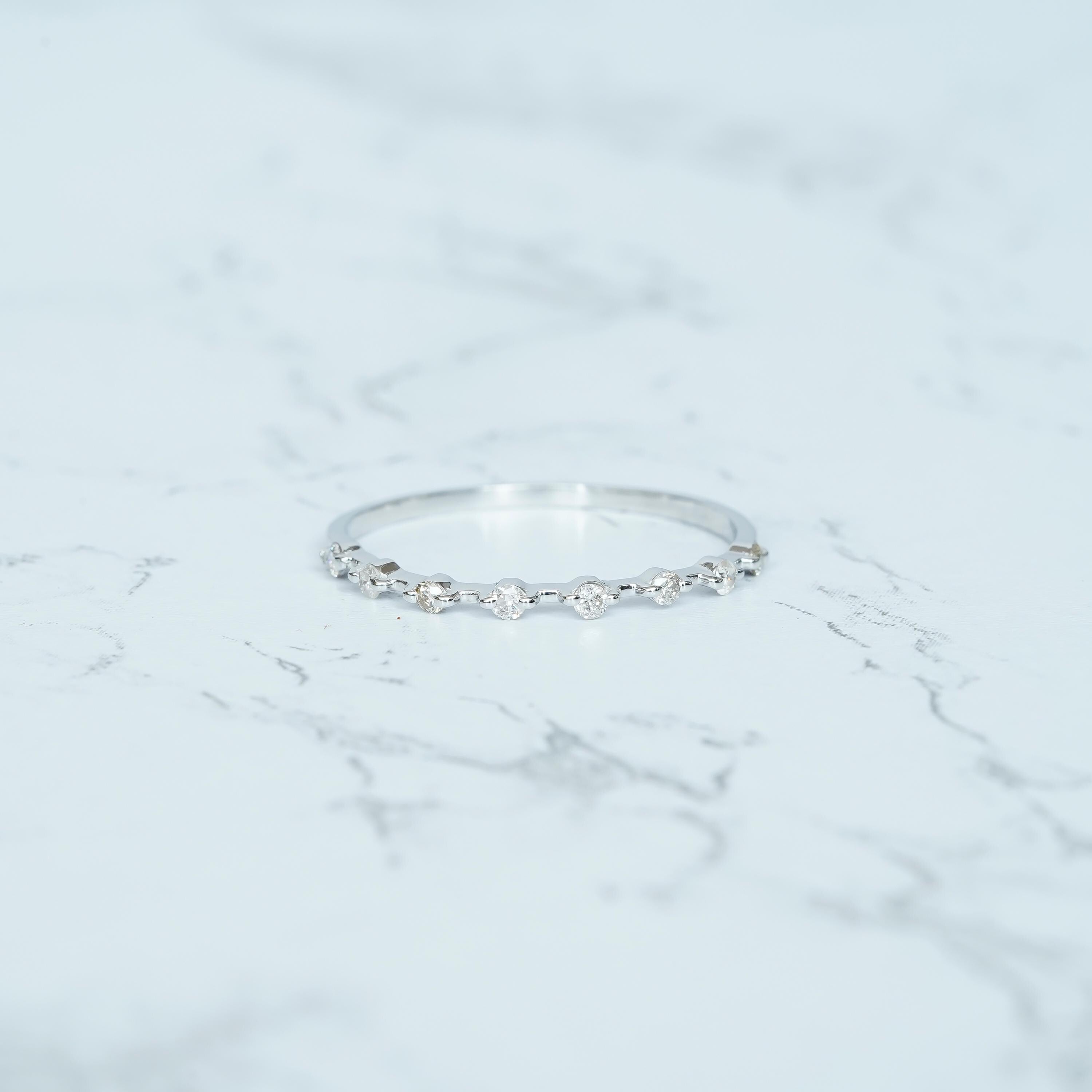 Floating Bubble Moissanite Wedding Band For Women 925 Sterling Silver Stackable Bridal Anniversary Gift Delicate Minimalist Pave Dainty Band